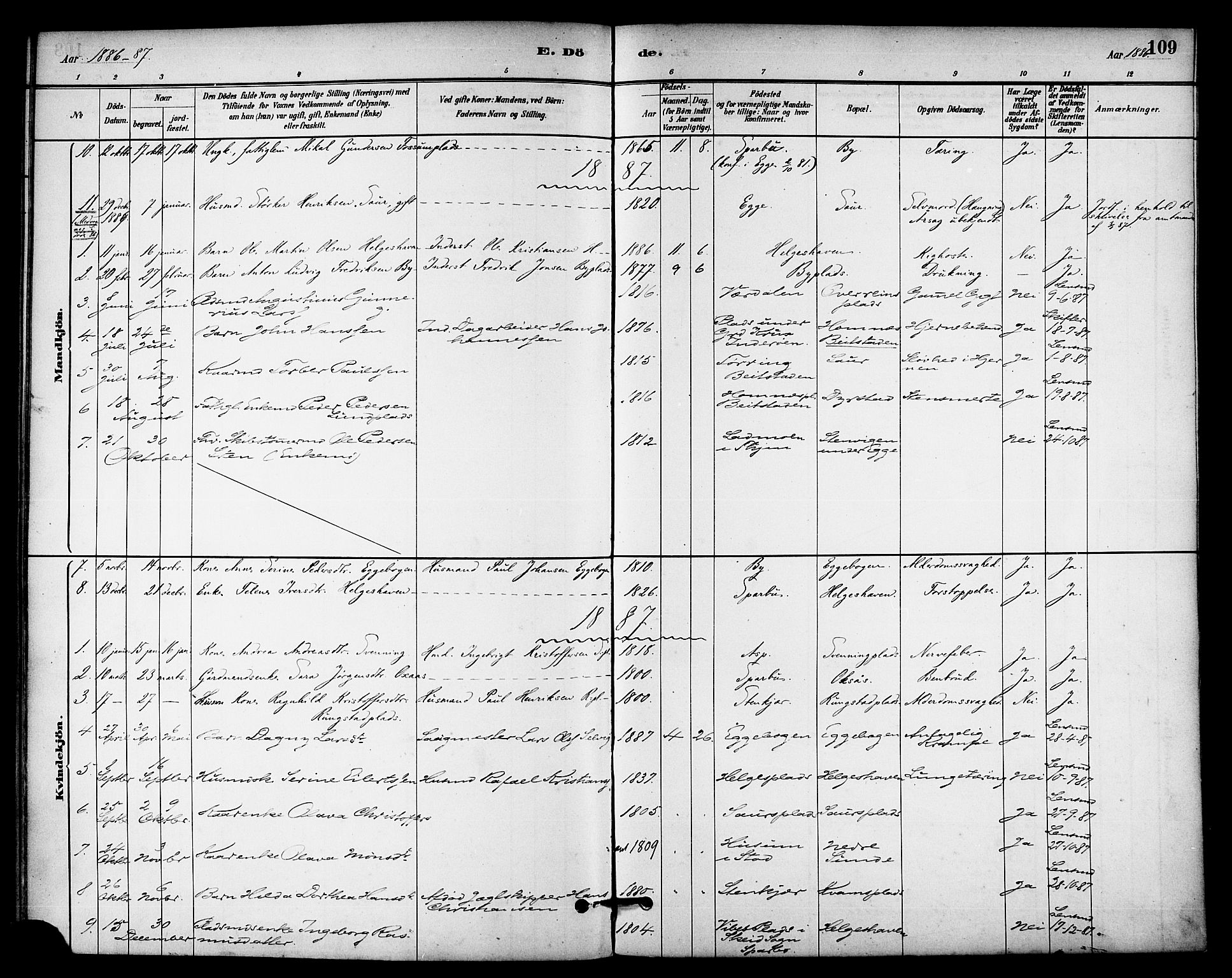 Ministerialprotokoller, klokkerbøker og fødselsregistre - Nord-Trøndelag, SAT/A-1458/740/L0378: Parish register (official) no. 740A01, 1881-1895, p. 109
