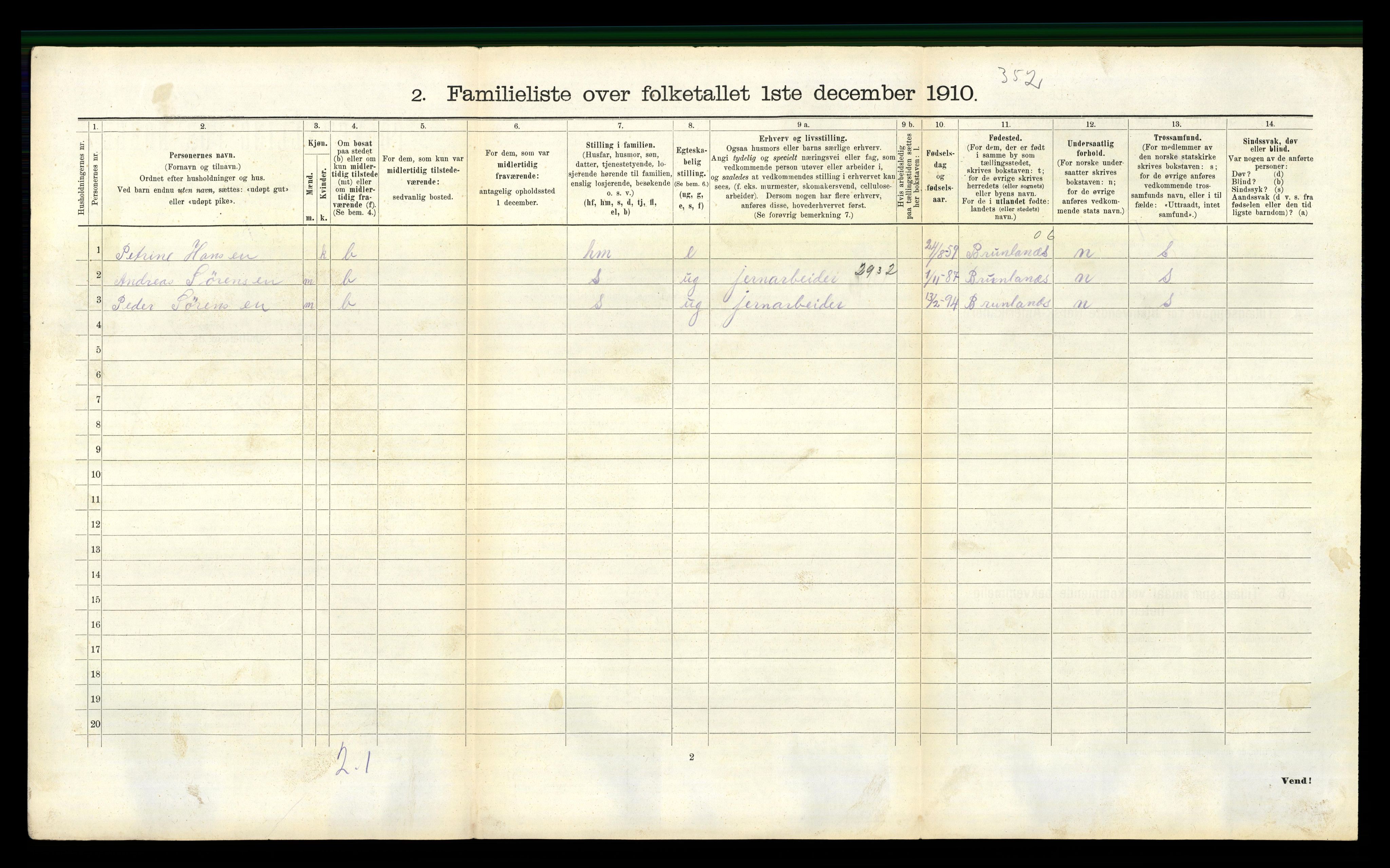 RA, 1910 census for Larvik, 1910, p. 5314