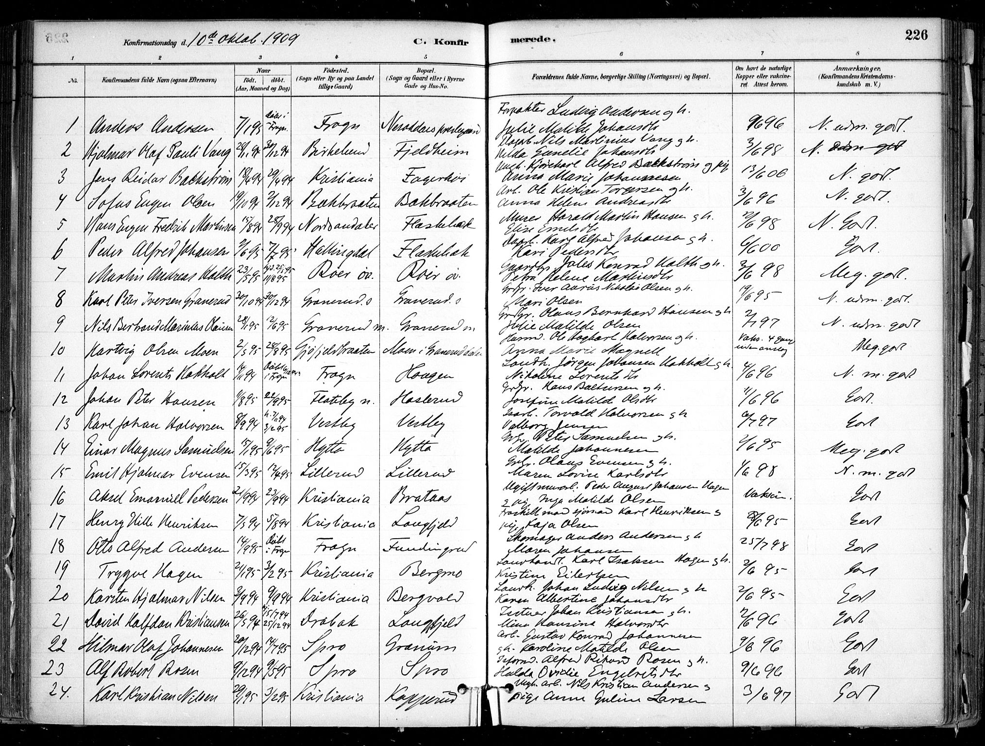 Nesodden prestekontor Kirkebøker, SAO/A-10013/F/Fa/L0009: Parish register (official) no. I 9, 1880-1915, p. 226