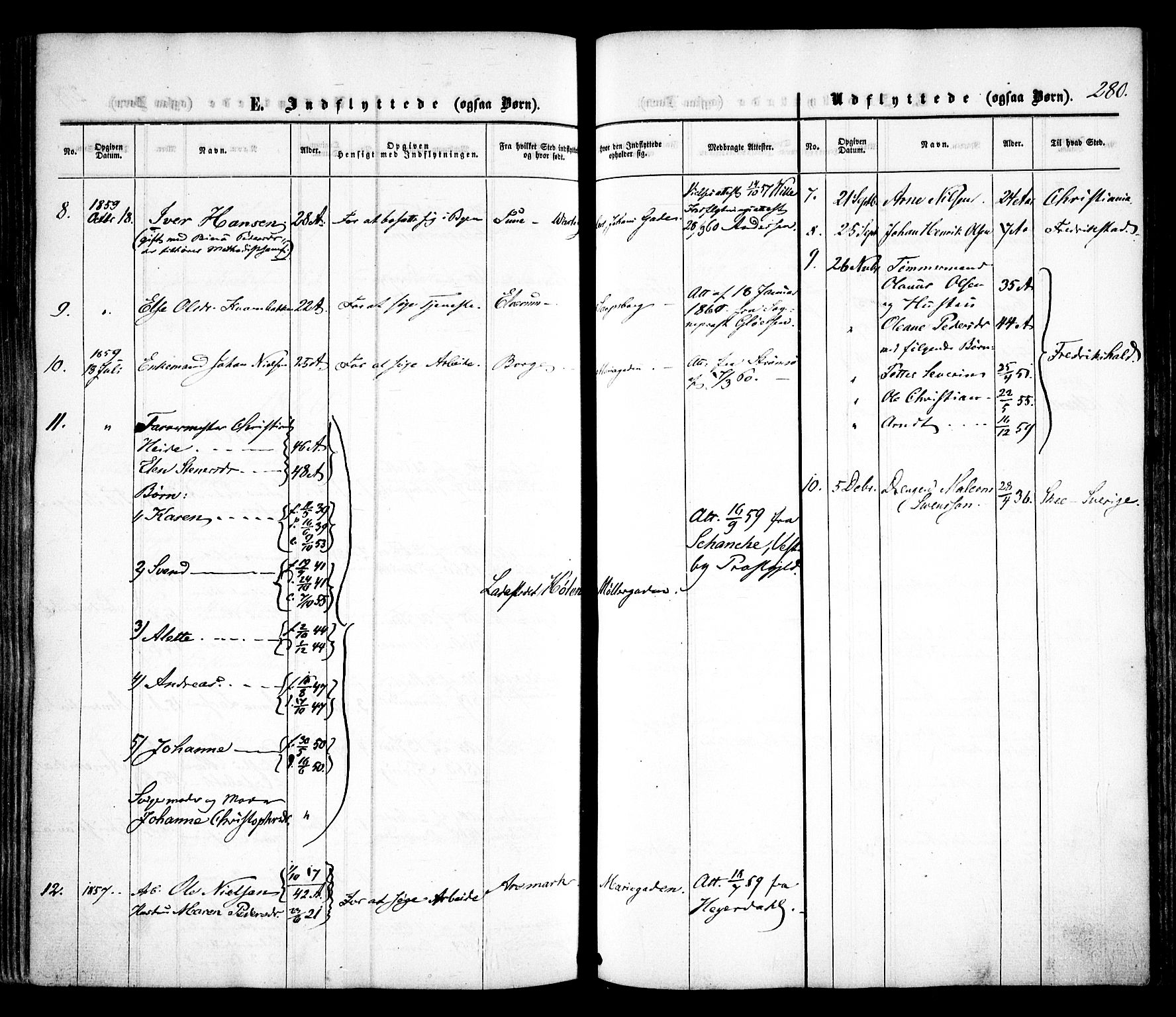 Sarpsborg prestekontor Kirkebøker, AV/SAO-A-2006/F/Fa/L0001: Parish register (official) no. 1, 1859-1868, p. 280