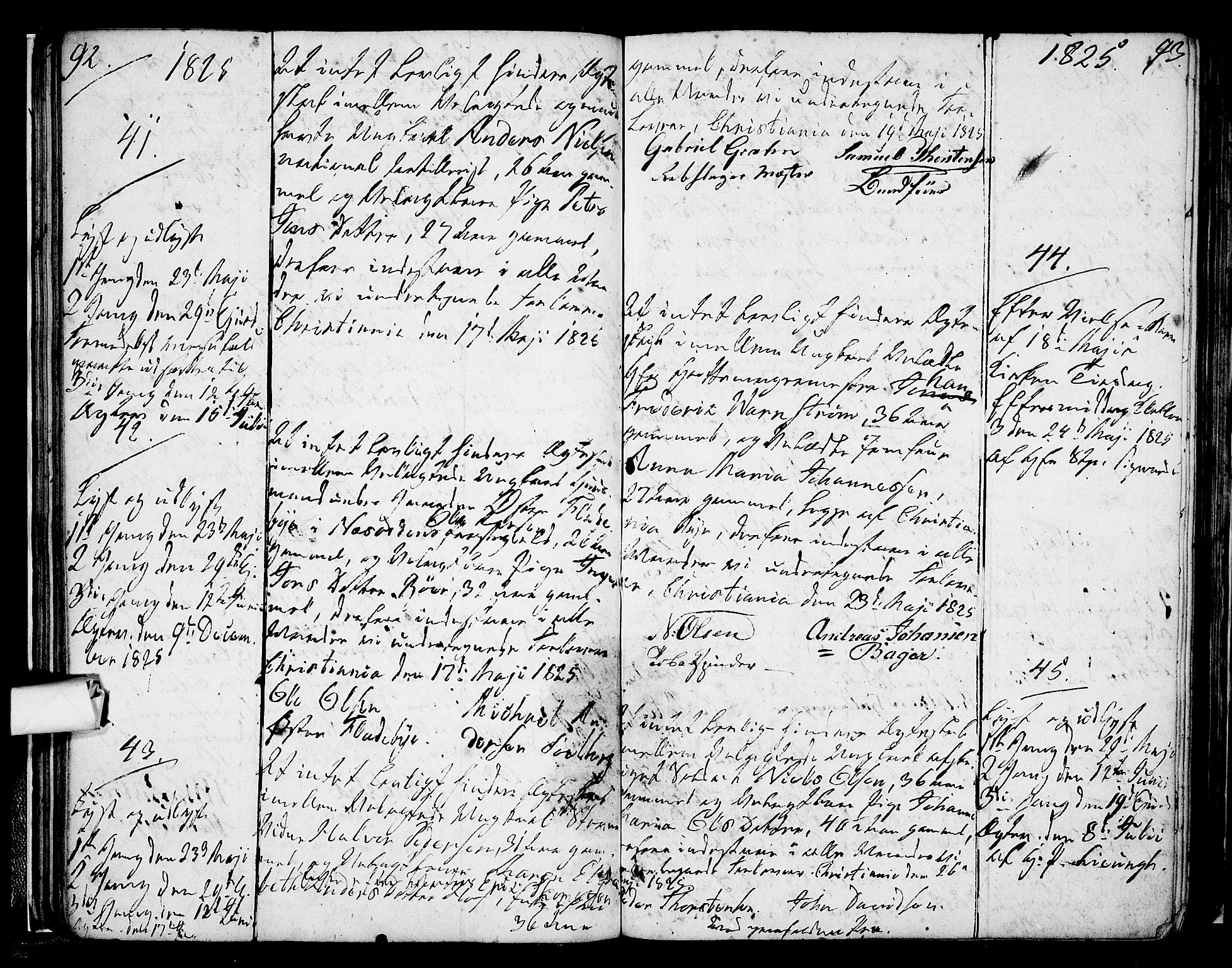 Oslo domkirke Kirkebøker, AV/SAO-A-10752/L/La/L0013: Best man's statements no. 13, 1822-1837, p. 92-93