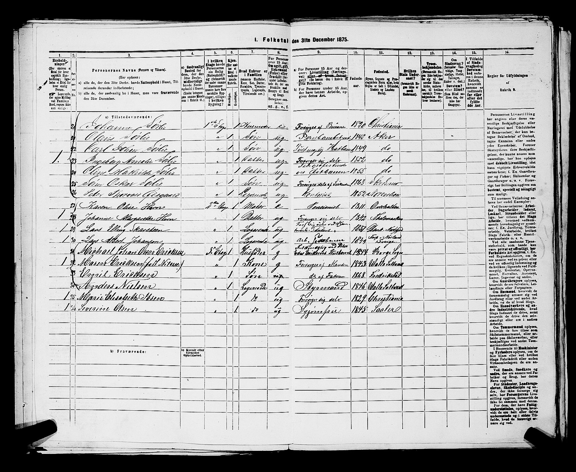 RA, 1875 census for 0301 Kristiania, 1875, p. 4136