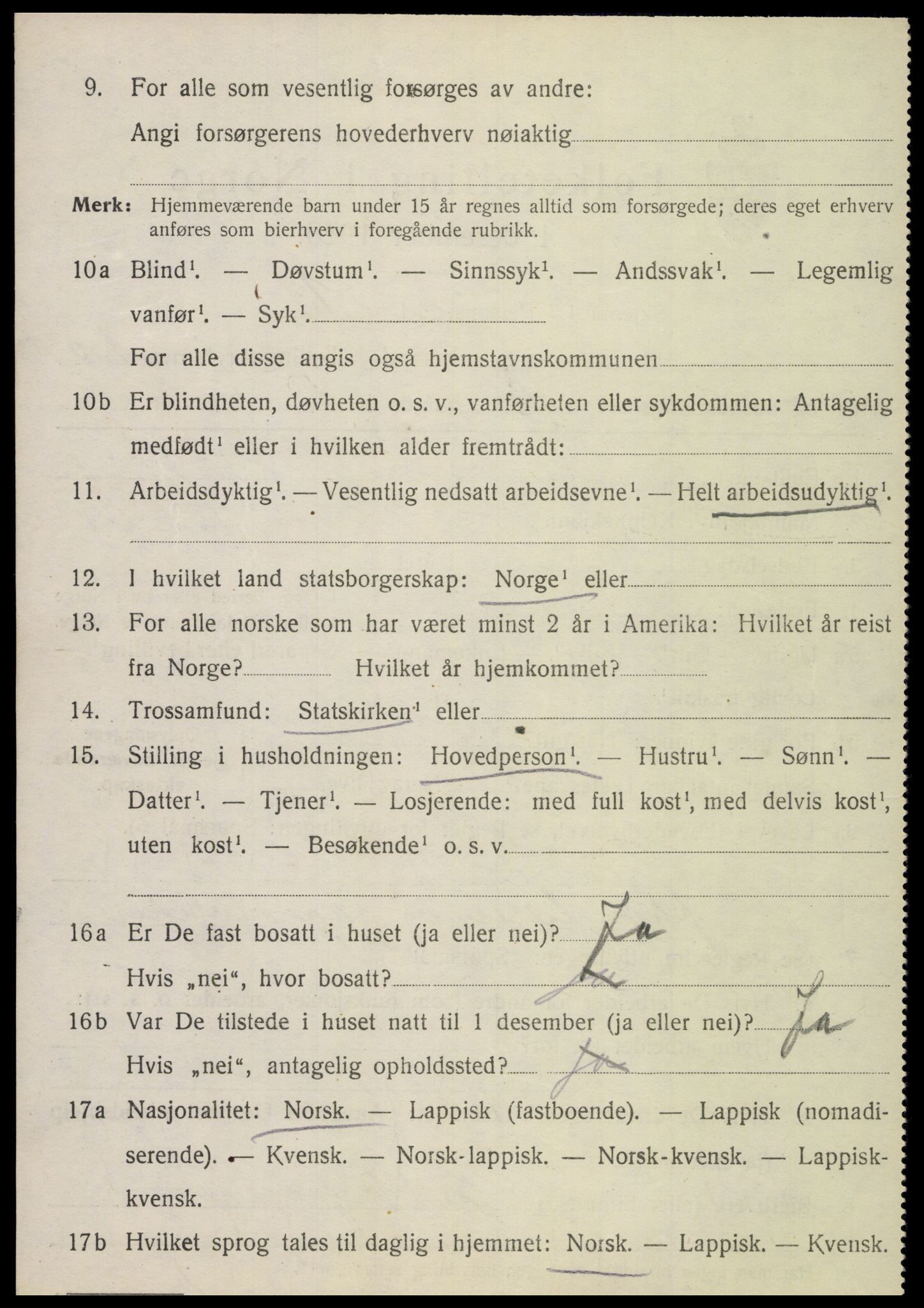 SAT, 1920 census for Sparbu, 1920, p. 1926