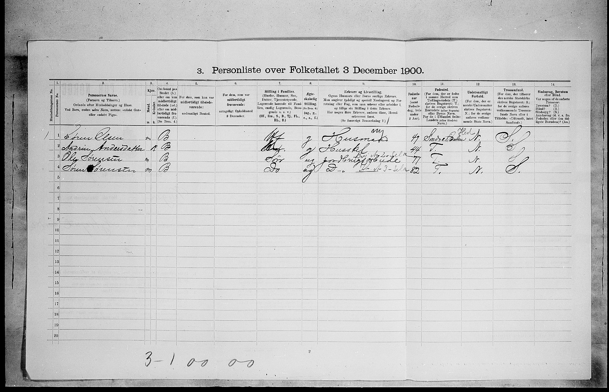 SAH, 1900 census for Vinger, 1900, p. 675