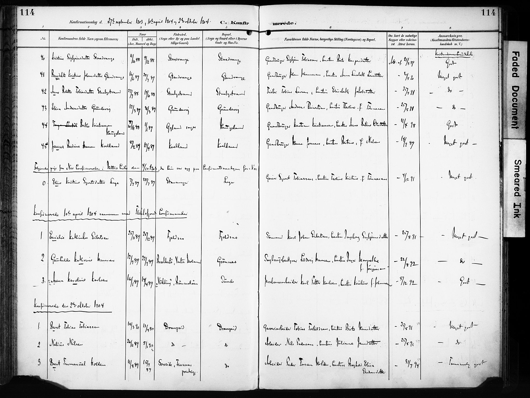 Flekkefjord sokneprestkontor, AV/SAK-1111-0012/F/Fa/Fac/L0009: Parish register (official) no. A 9, 1899-1909, p. 114