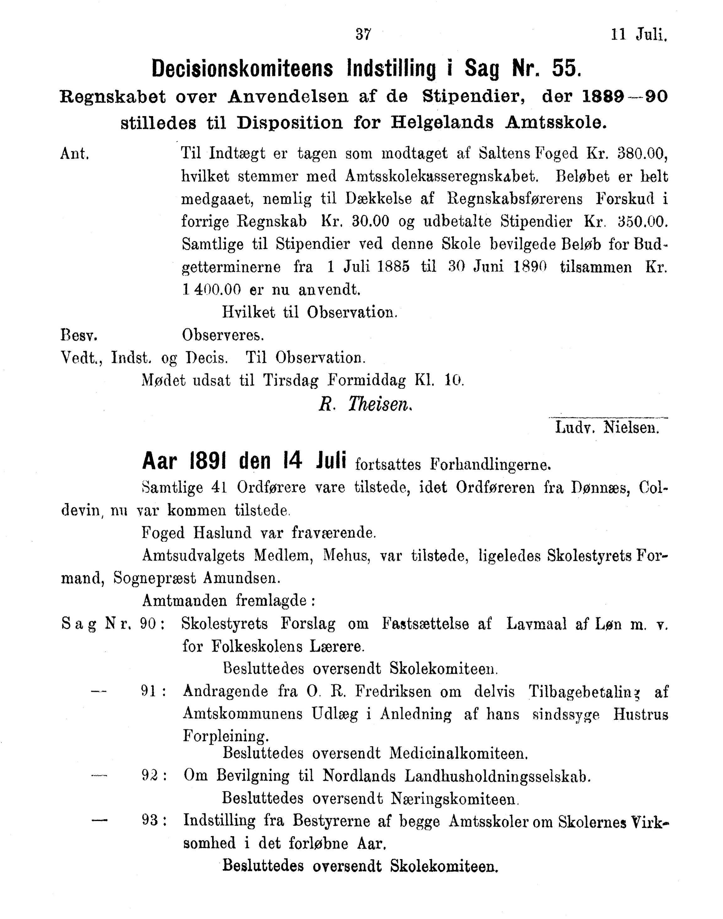 Nordland Fylkeskommune. Fylkestinget, AIN/NFK-17/176/A/Ac/L0016: Fylkestingsforhandlinger 1891-1893, 1891-1893, p. 37
