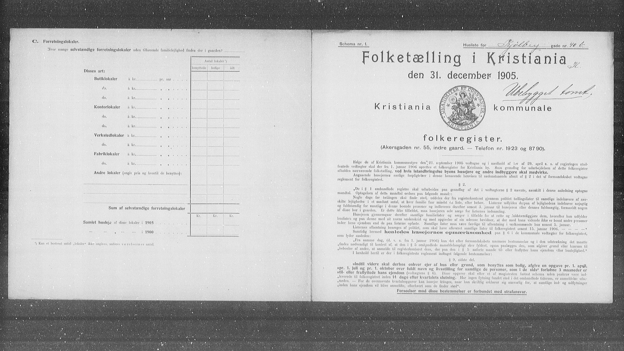 OBA, Municipal Census 1905 for Kristiania, 1905, p. 27255