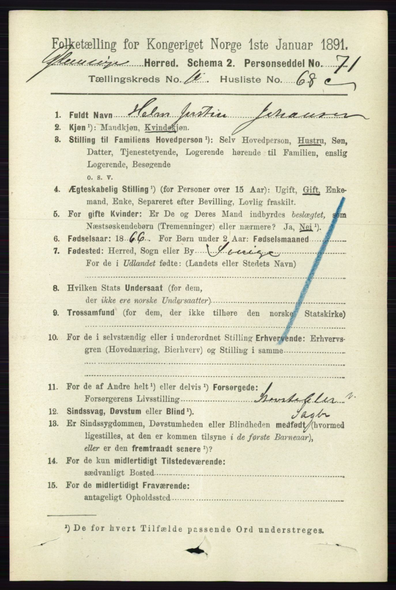 RA, 1891 census for 0132 Glemmen, 1891, p. 10526