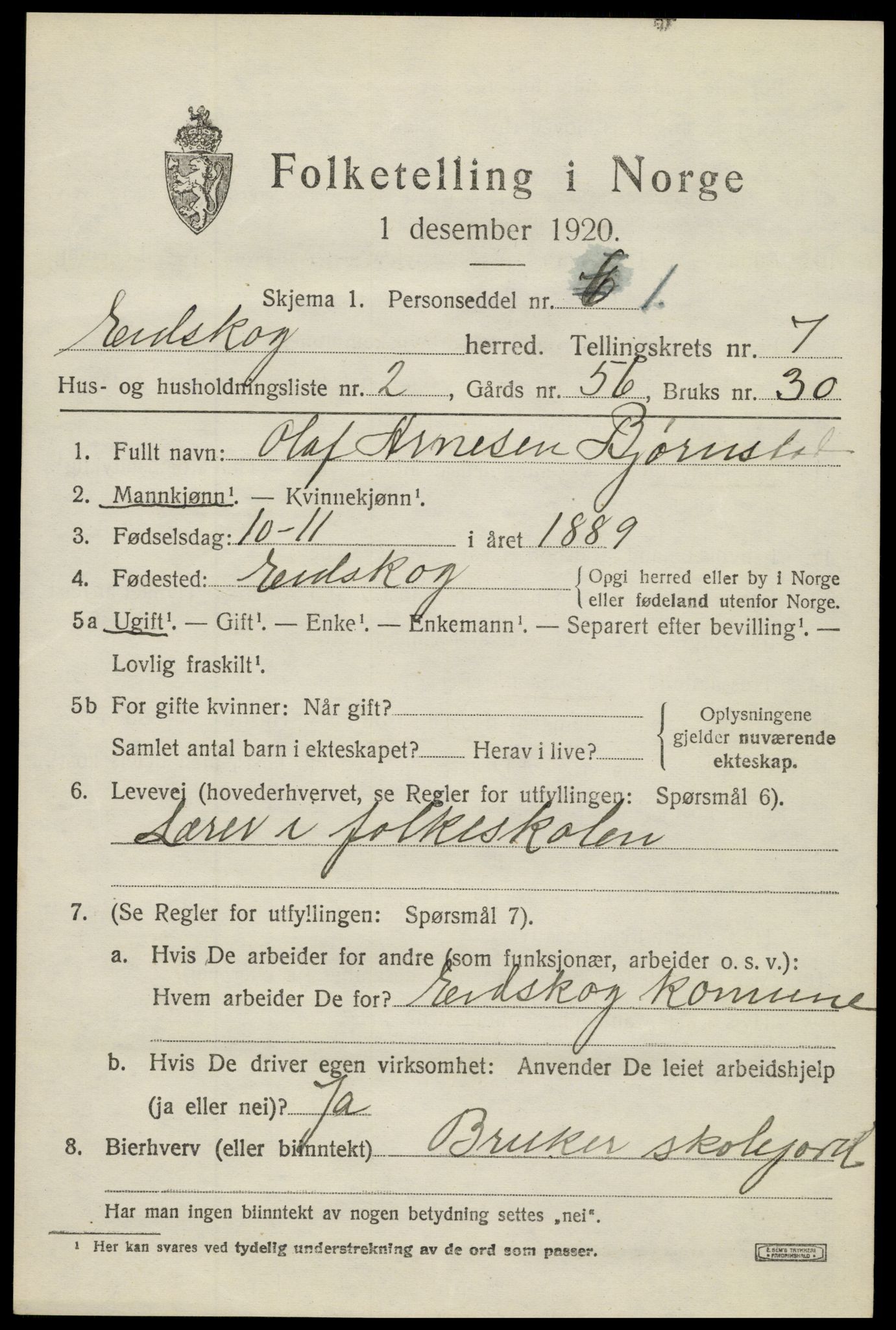 SAH, 1920 census for Eidskog, 1920, p. 8453