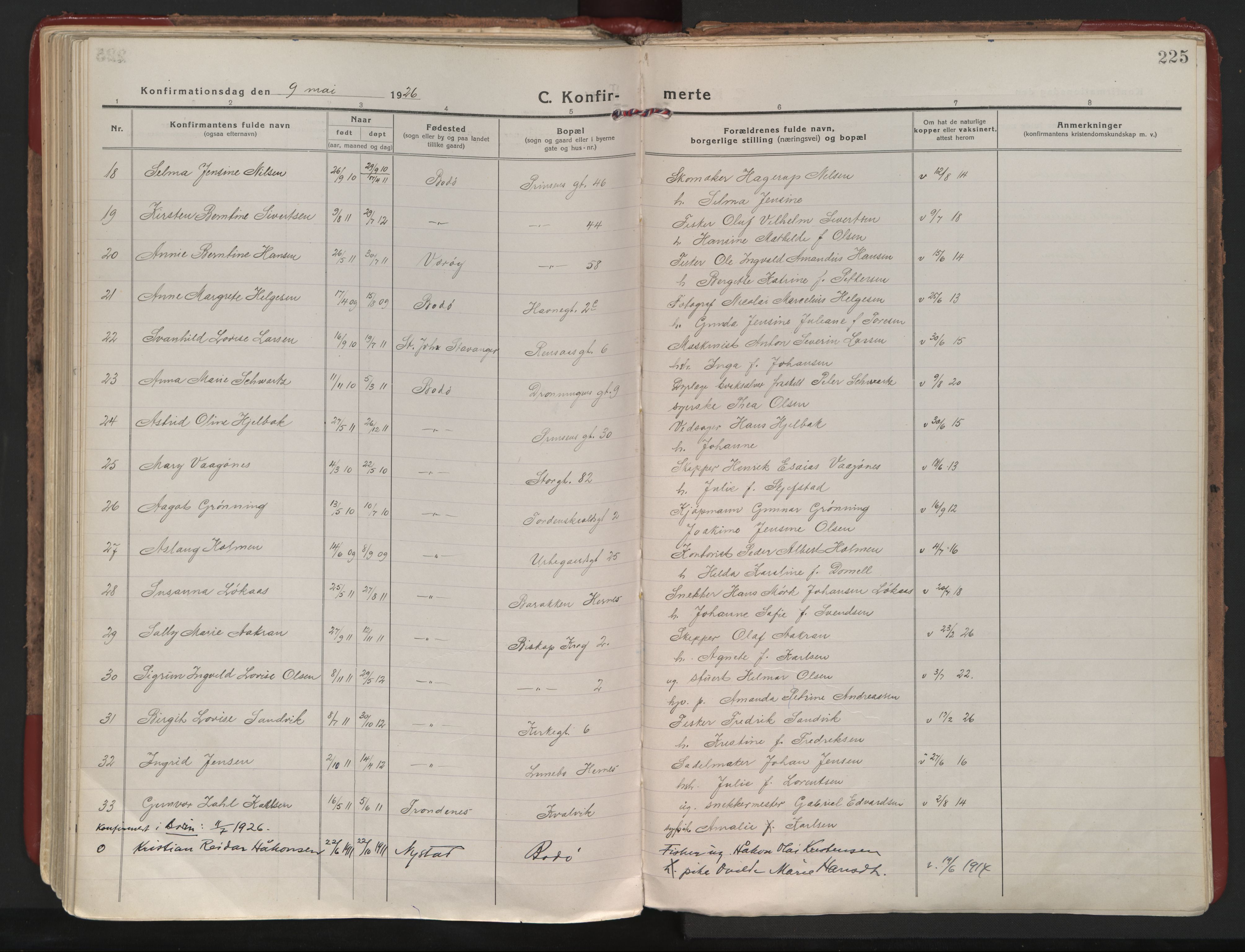 Ministerialprotokoller, klokkerbøker og fødselsregistre - Nordland, AV/SAT-A-1459/801/L0017: Parish register (official) no. 801A17, 1917-1930, p. 225