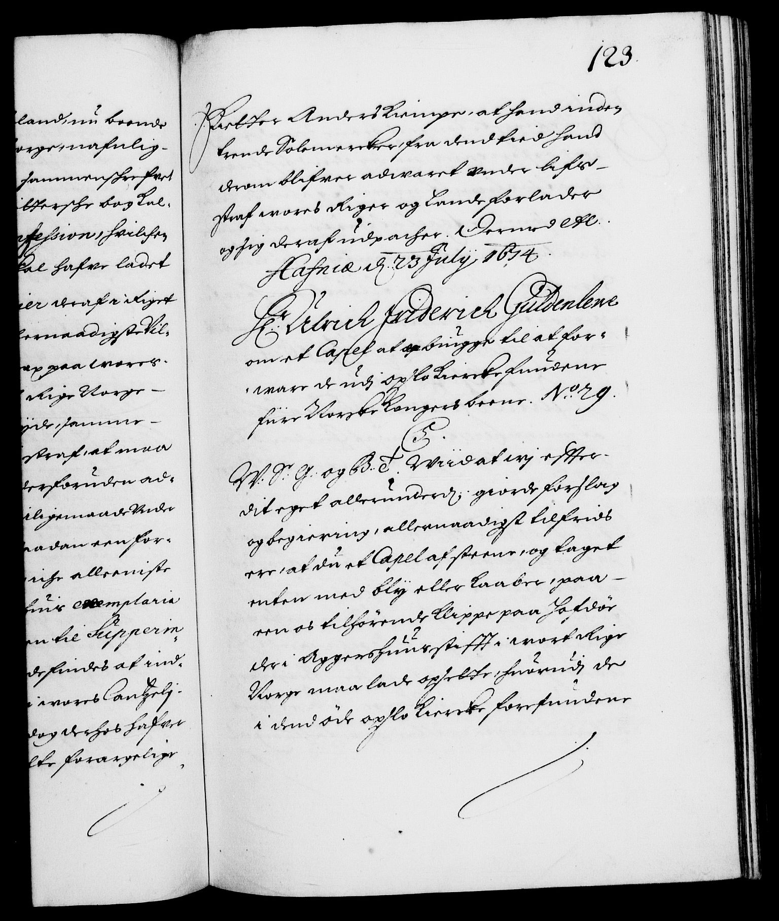 Danske Kanselli 1572-1799, RA/EA-3023/F/Fc/Fca/Fcab/L0012: Norske tegnelser (mikrofilm), 1670-1683, p. 123a