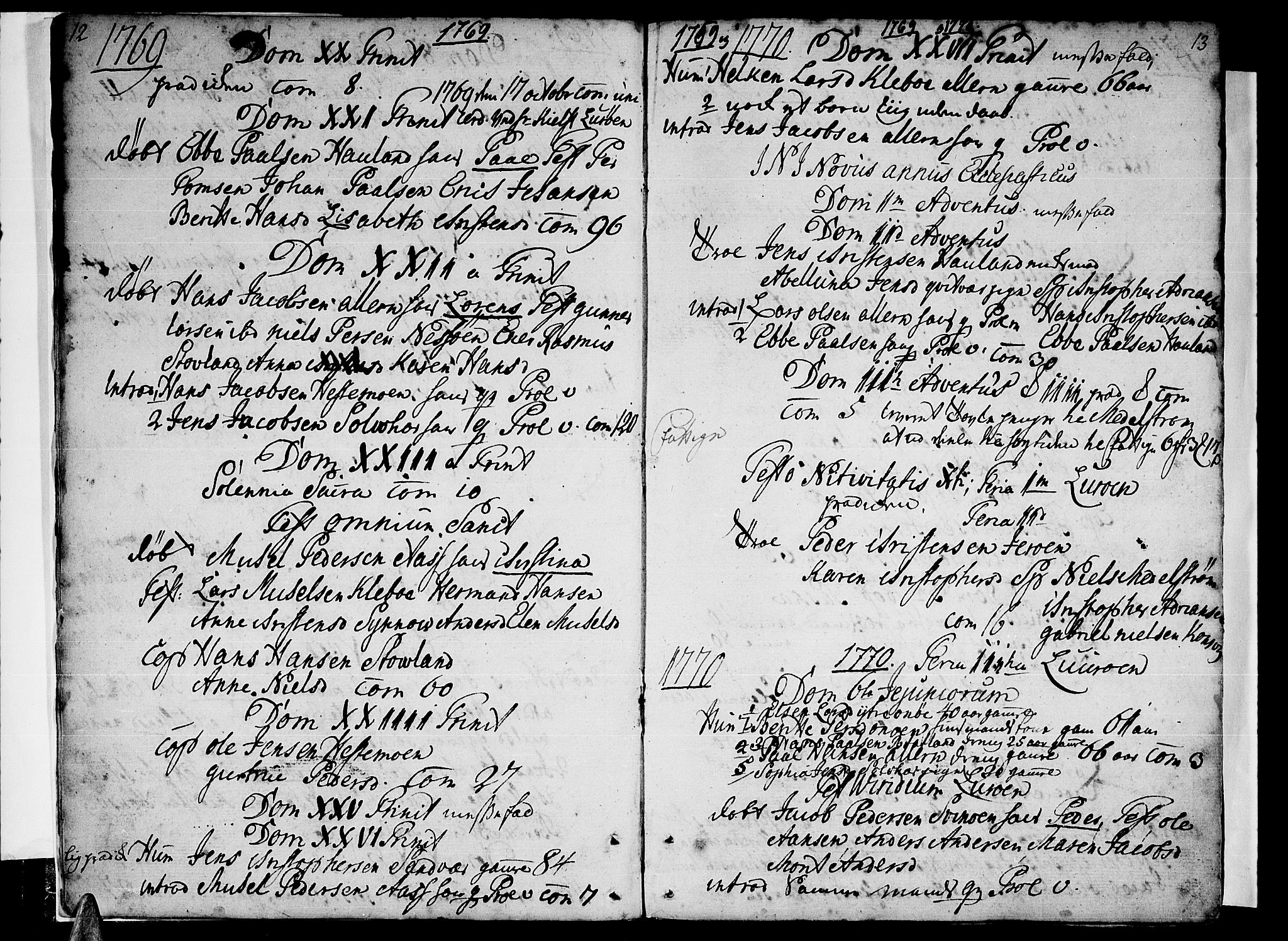 Ministerialprotokoller, klokkerbøker og fødselsregistre - Nordland, AV/SAT-A-1459/839/L0563: Parish register (official) no. 839A01 /1, 1767-1824, p. 12-13