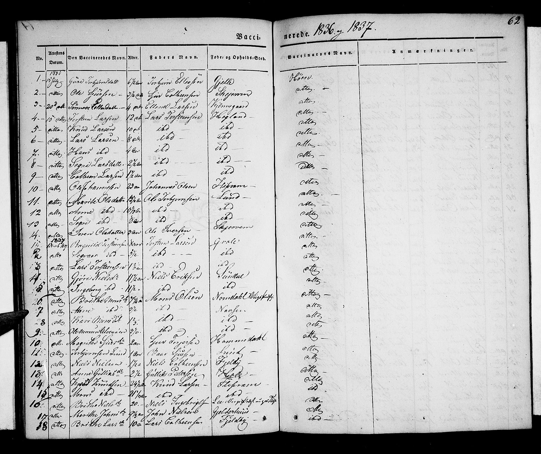 Voss sokneprestembete, AV/SAB-A-79001/H/Haa: Parish register (official) no. A 14, 1837-1847, p. 62