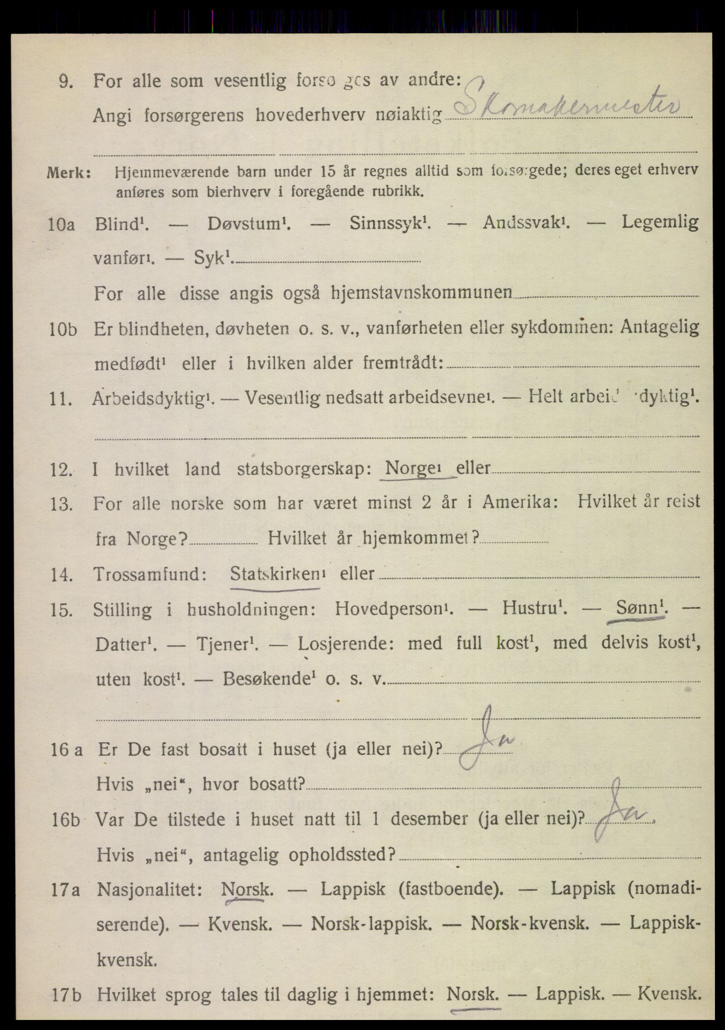 SAT, 1920 census for Stamnes, 1920, p. 1057