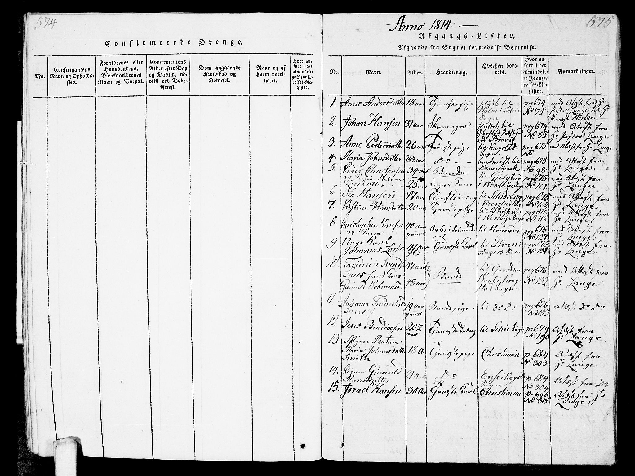 Ås prestekontor Kirkebøker, SAO/A-10894/G/Ga/L0001: Parish register (copy) no. I 1, 1814-1820, p. 574-575