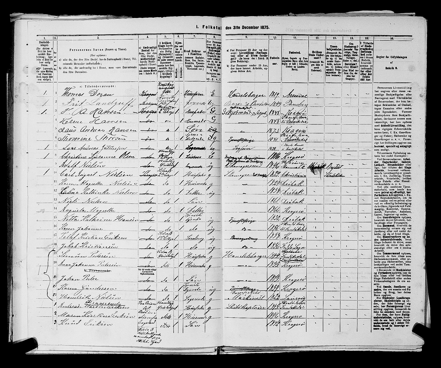 SAKO, 1875 census for 0801P Kragerø, 1875, p. 72