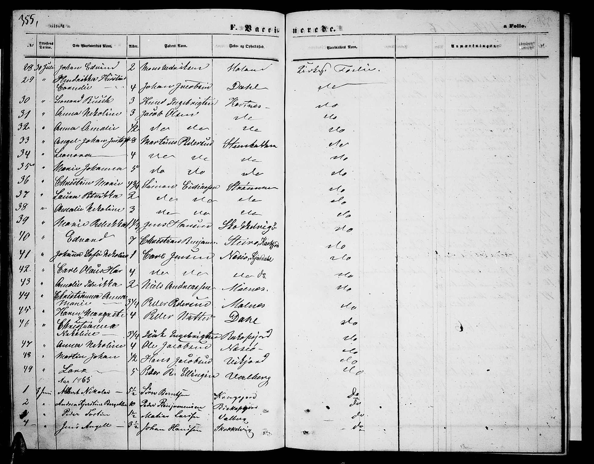 Ministerialprotokoller, klokkerbøker og fødselsregistre - Nordland, AV/SAT-A-1459/884/L1196: Parish register (copy) no. 884C02, 1860-1887, p. 355