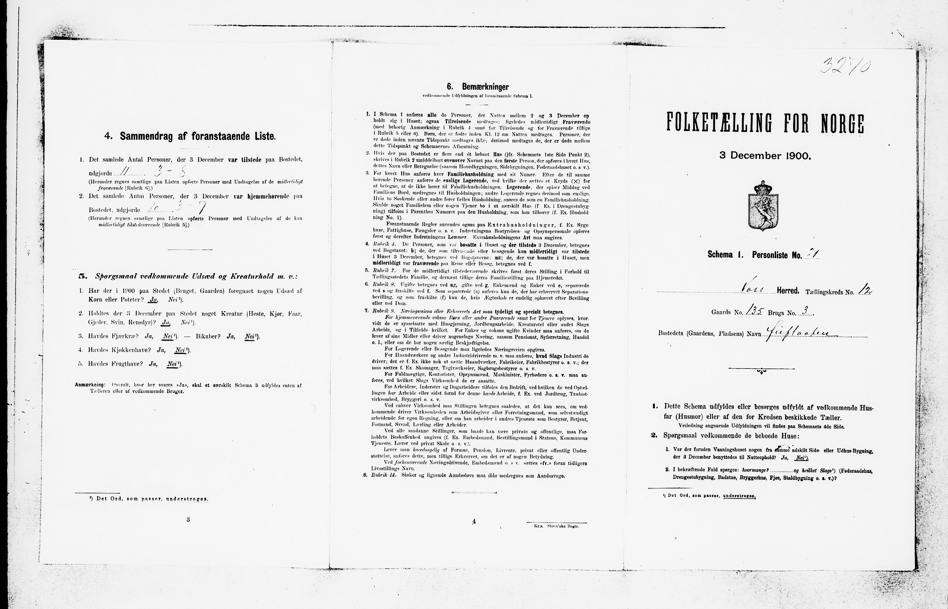 SAB, 1900 census for Voss, 1900, p. 1405