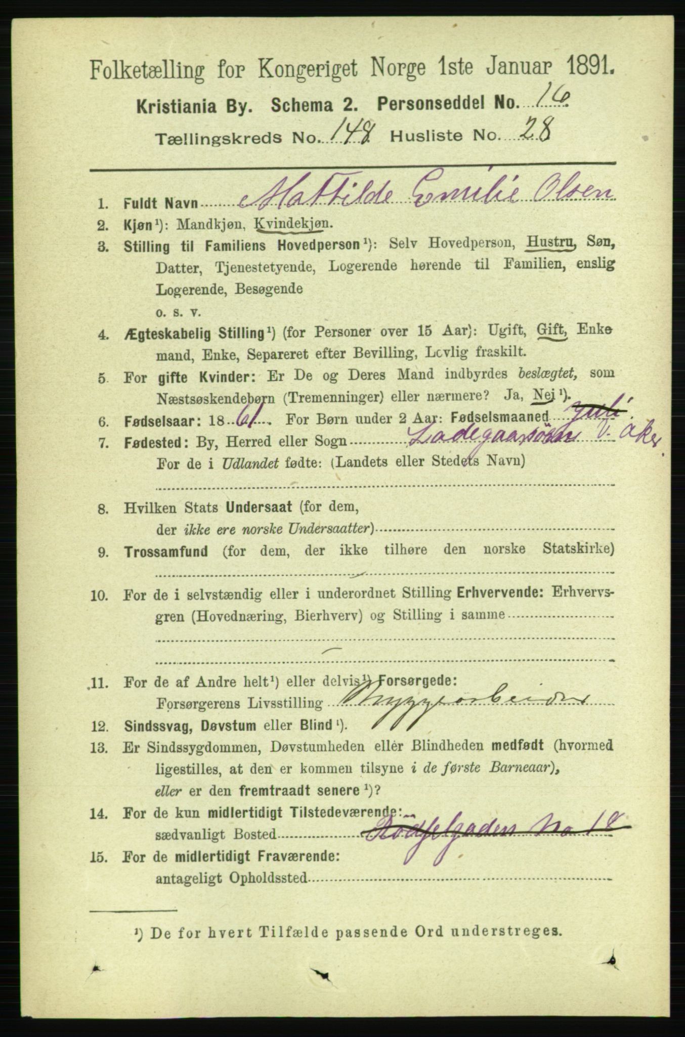 RA, 1891 census for 0301 Kristiania, 1891, p. 82805