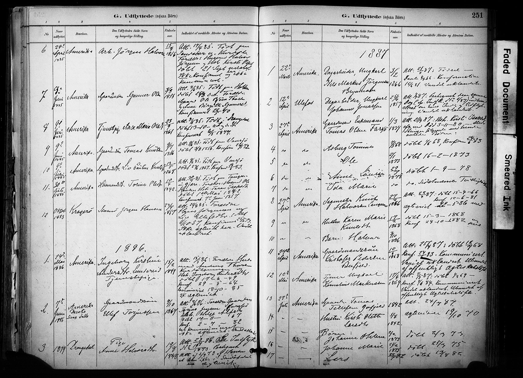 Sannidal kirkebøker, AV/SAKO-A-296/F/Fa/L0015: Parish register (official) no. 15, 1884-1899, p. 251