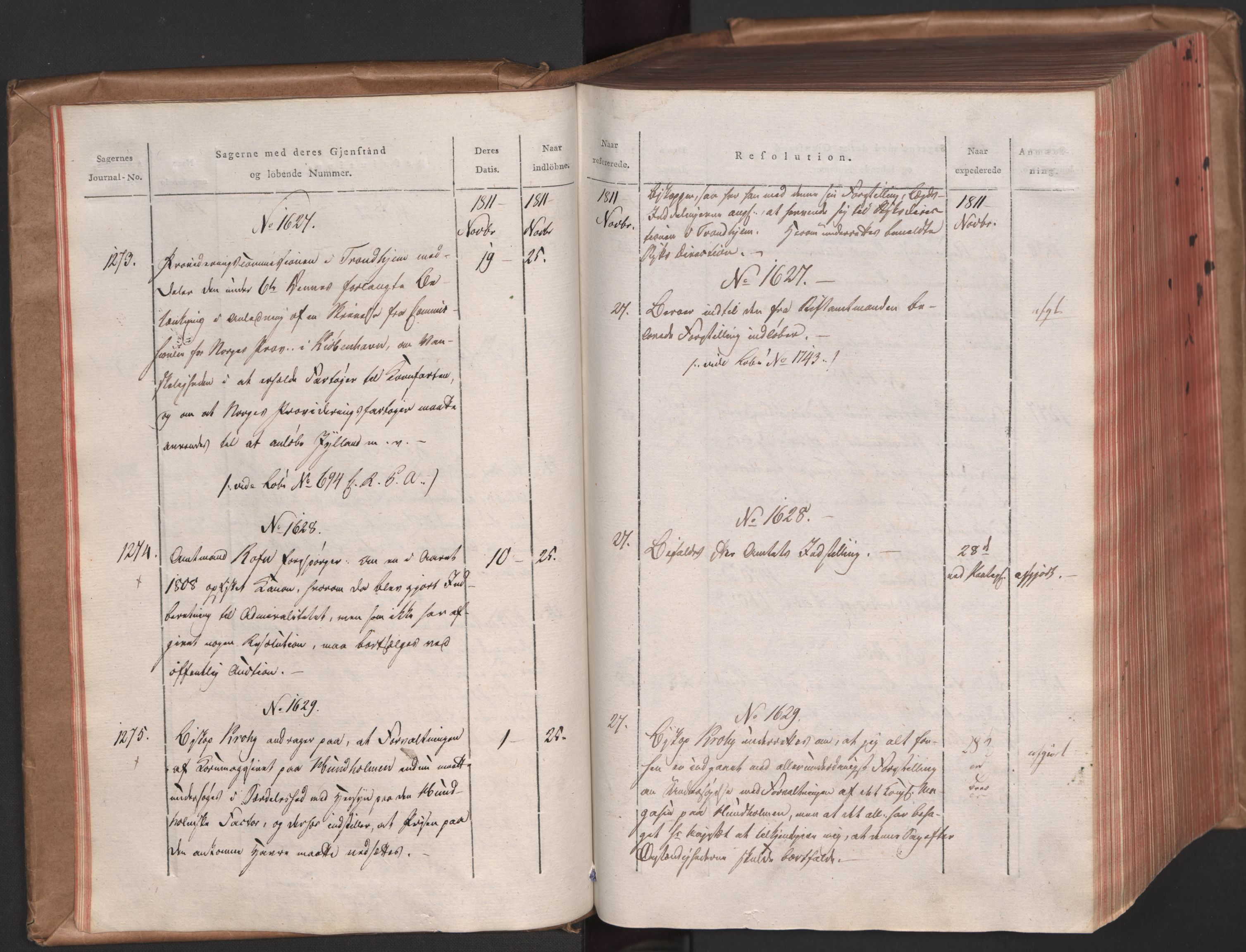 Stattholderembetet 1810-1814, 1. kontor (Kontor A), AV/RA-EA-2872/Ab/L0003: Referatprotokoll,  j.nr. 1244-2337,  l.nr. 1589-3010, 1811-1812, p. 13