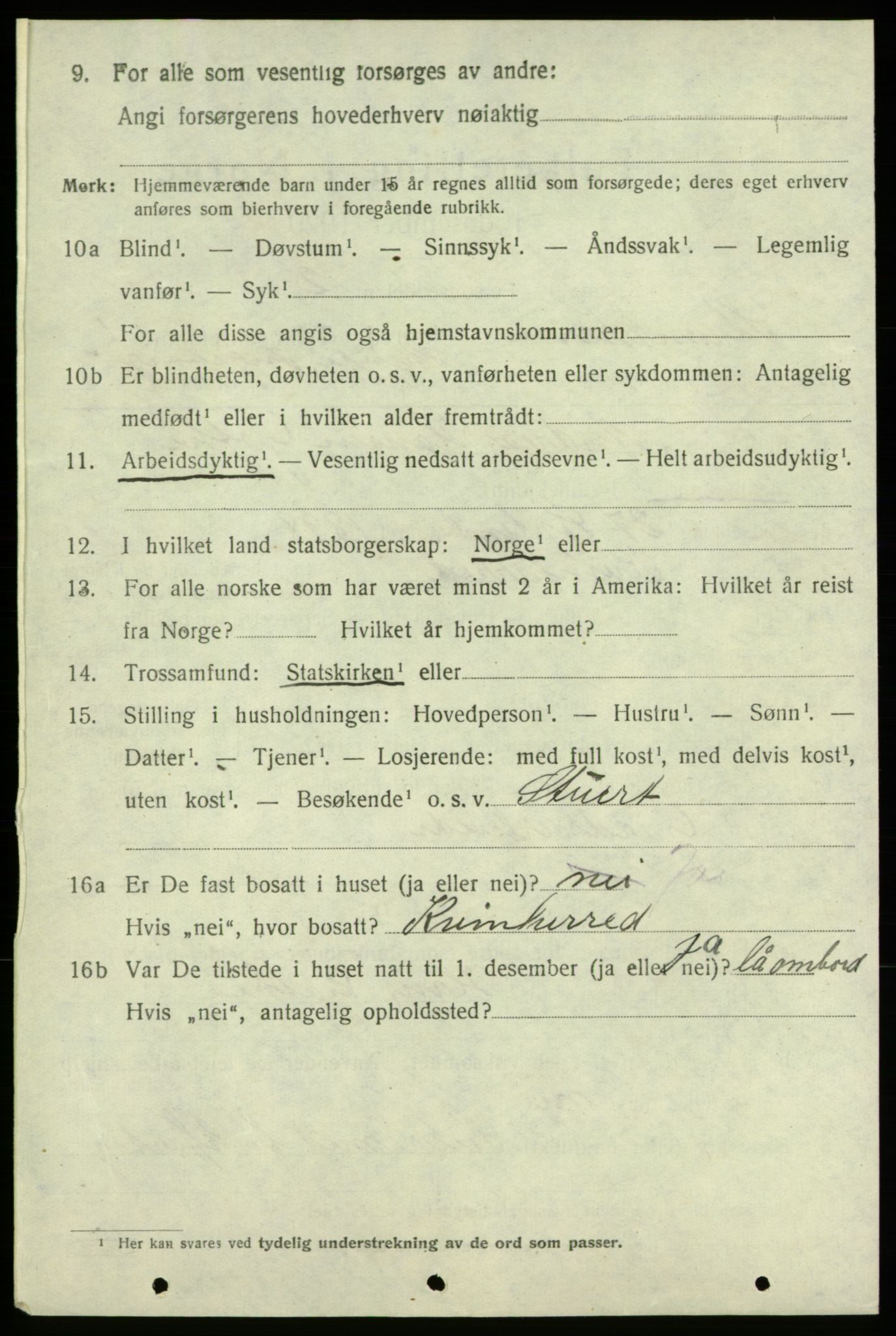 SAB, 1920 census for Strandebarm, 1920, p. 1871