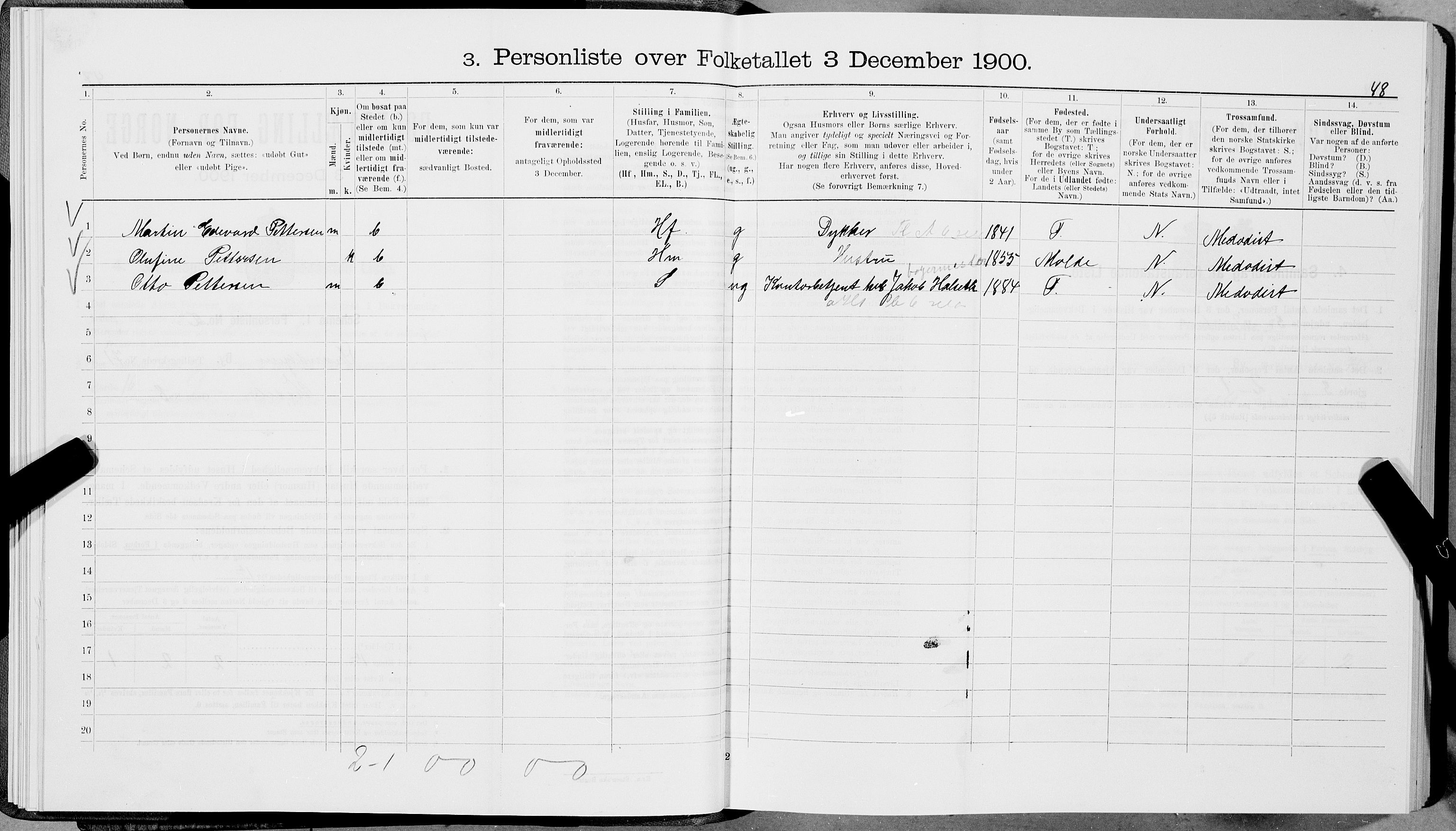 SAT, 1900 census for Trondheim, 1900, p. 13260