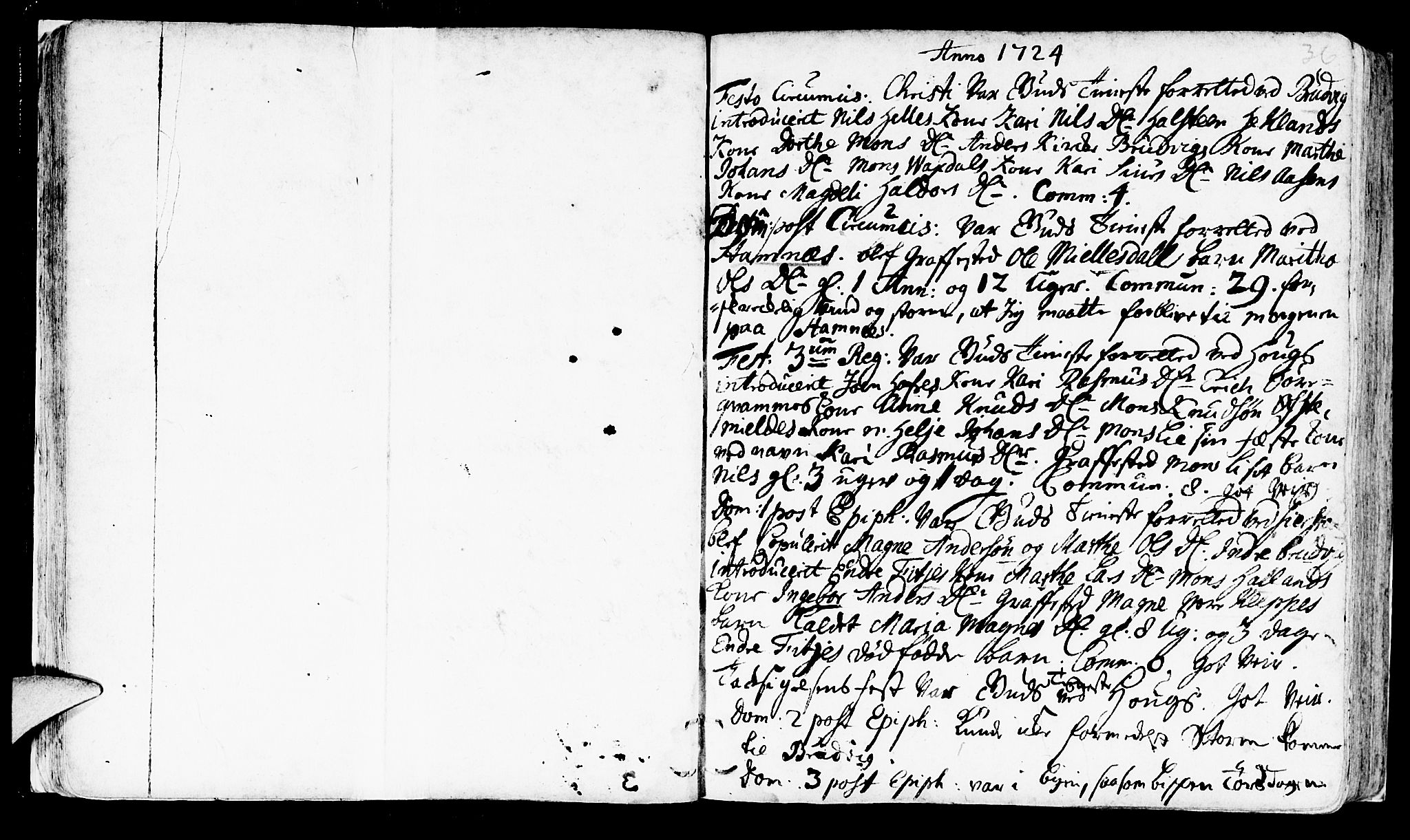 Haus sokneprestembete, SAB/A-75601/H/Haa: Parish register (official) no. A 4, 1723-1733, p. 36