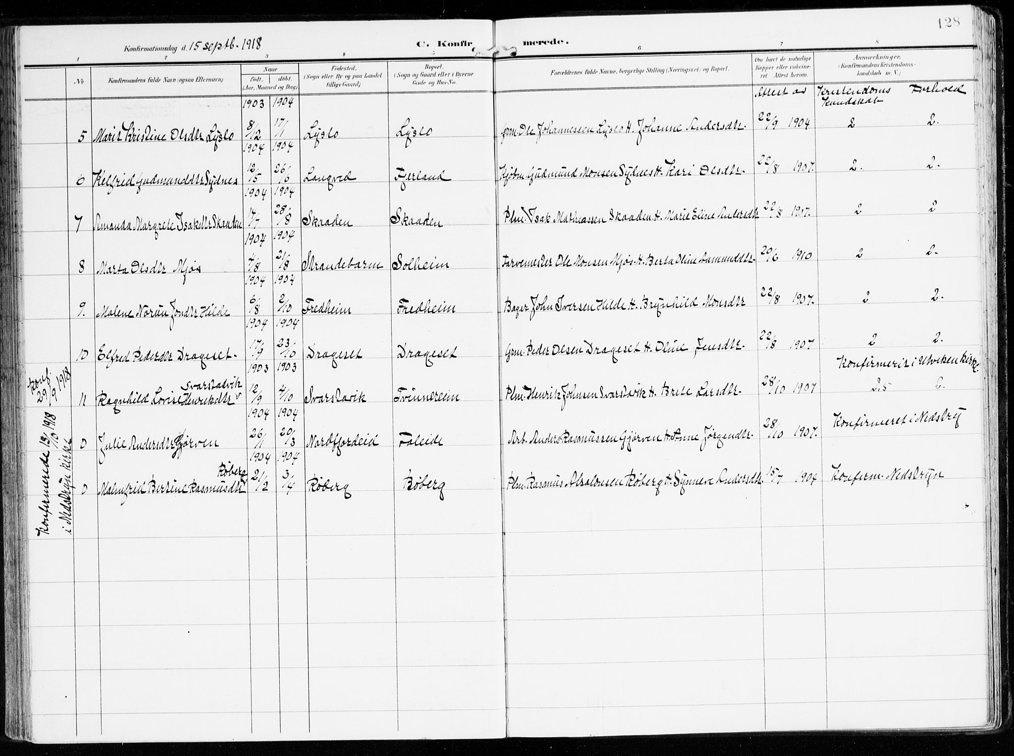 Innvik sokneprestembete, AV/SAB-A-80501: Parish register (official) no. B 2, 1903-1929, p. 128