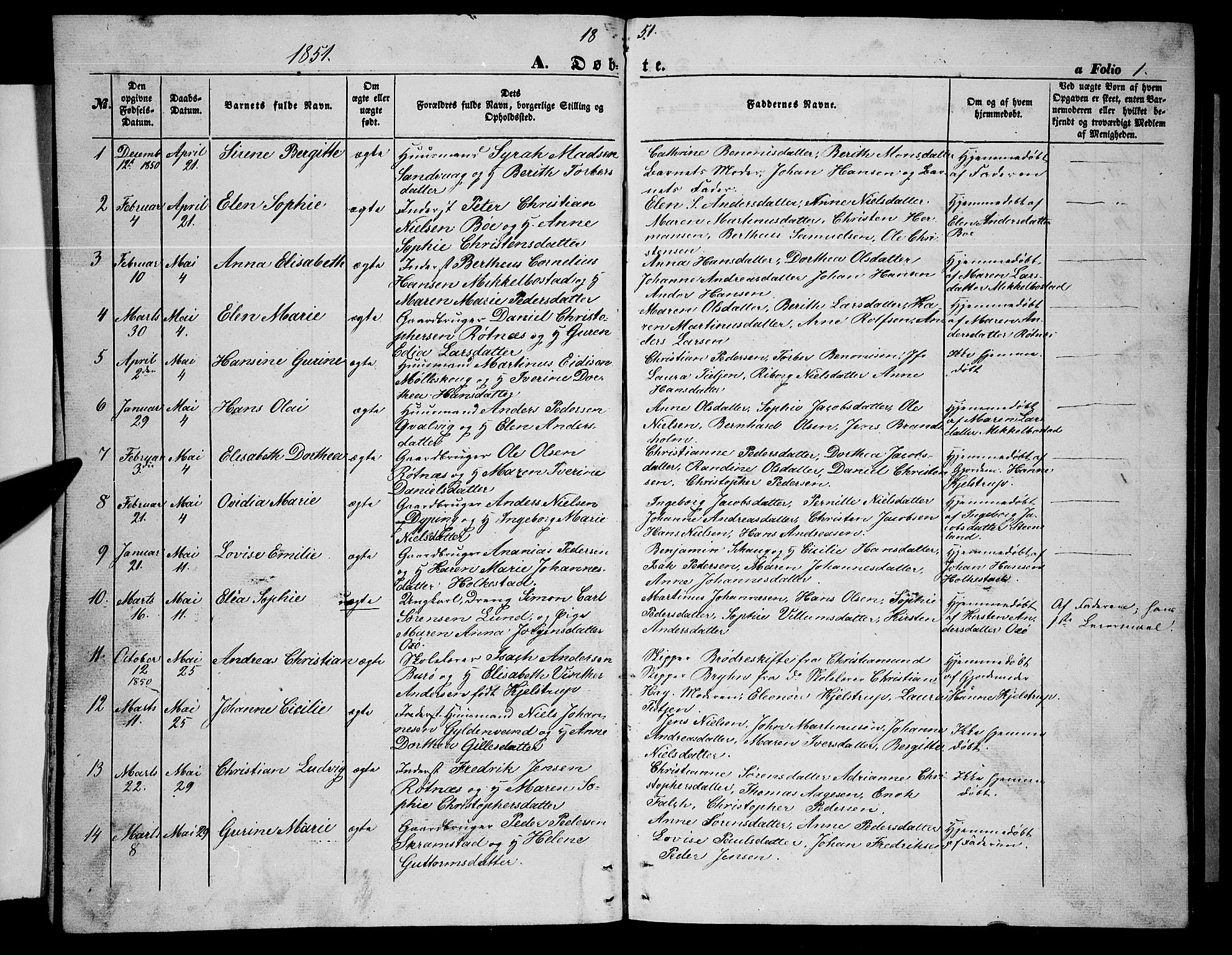Ministerialprotokoller, klokkerbøker og fødselsregistre - Nordland, SAT/A-1459/855/L0814: Parish register (copy) no. 855C03, 1851-1864, p. 1