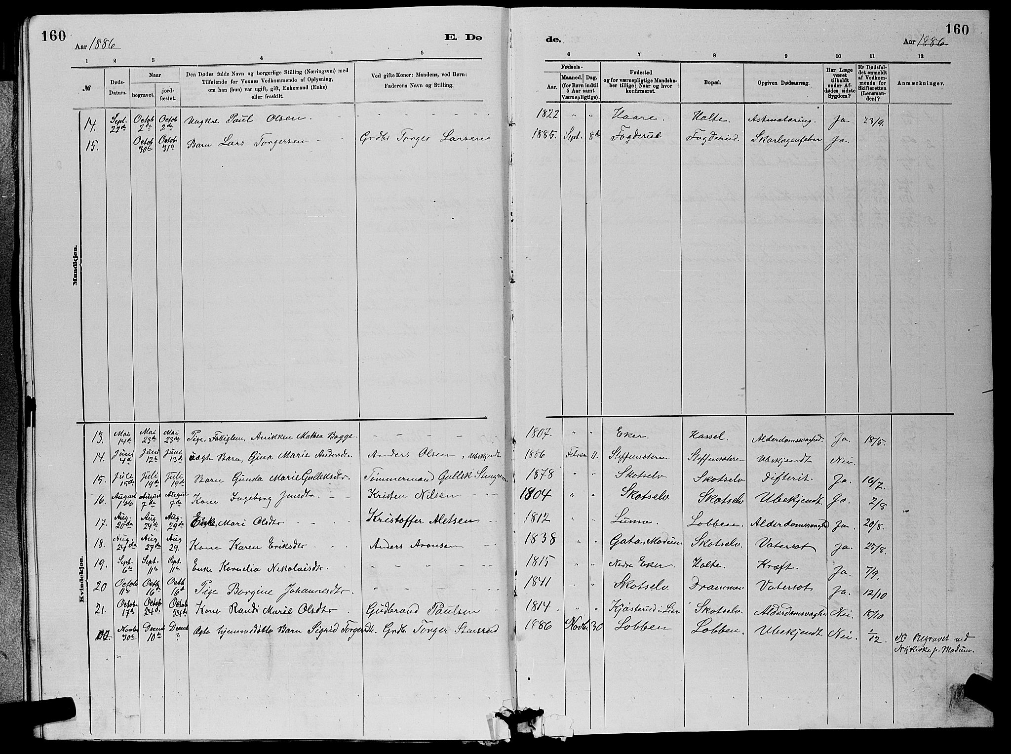 Eiker kirkebøker, AV/SAKO-A-4/G/Gb/L0003: Parish register (copy) no. II 3, 1880-1893, p. 160