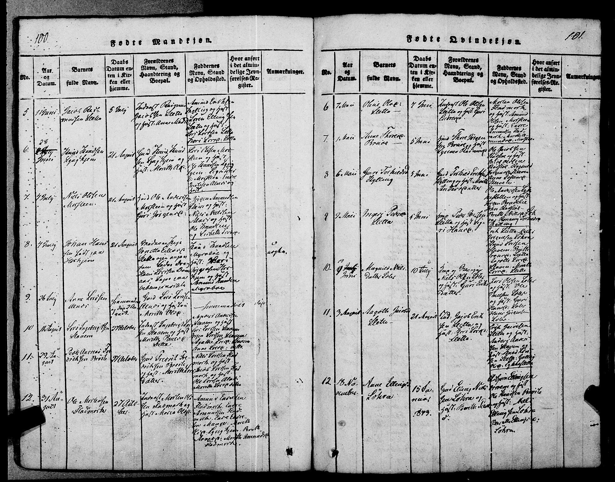 Ministerialprotokoller, klokkerbøker og fødselsregistre - Møre og Romsdal, AV/SAT-A-1454/546/L0593: Parish register (official) no. 546A01, 1818-1853, p. 100-101