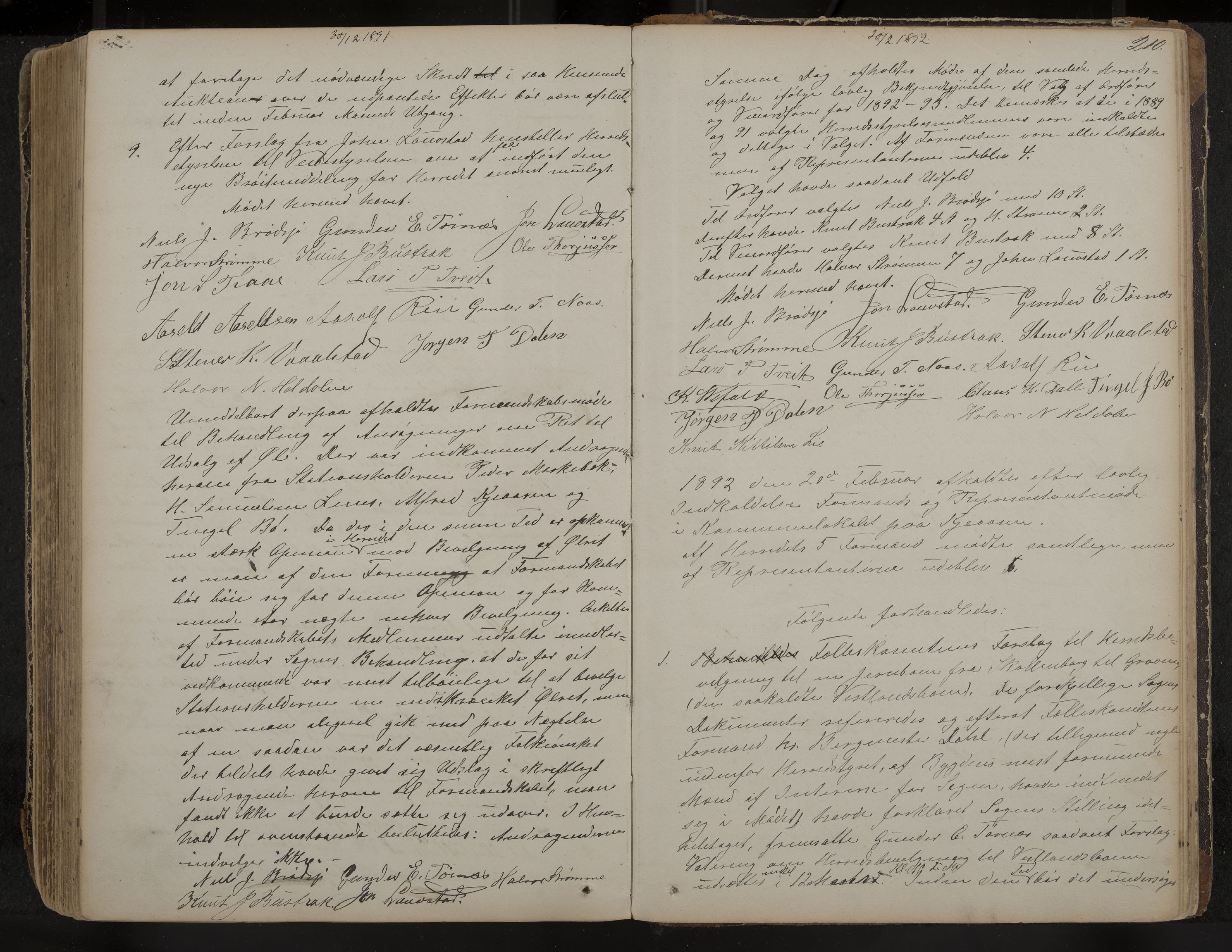 Drangedal formannskap og sentraladministrasjon, IKAK/0817021/A/L0002: Møtebok, 1870-1892, p. 210