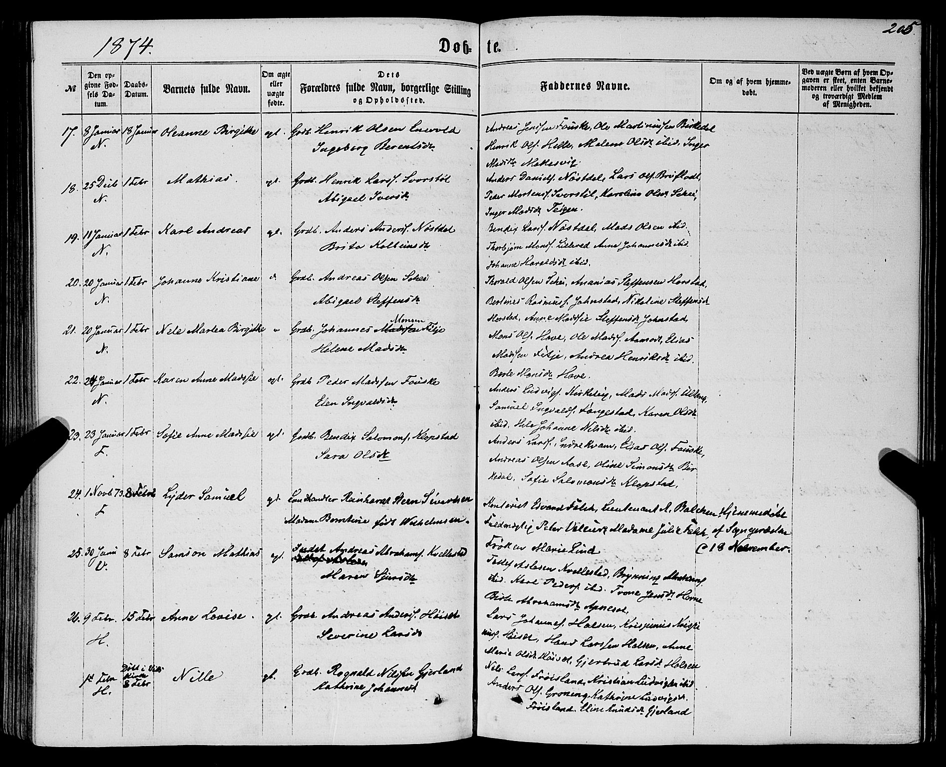 Førde sokneprestembete, SAB/A-79901/H/Haa/Haaa/L0009: Parish register (official) no. A 9, 1861-1877, p. 205