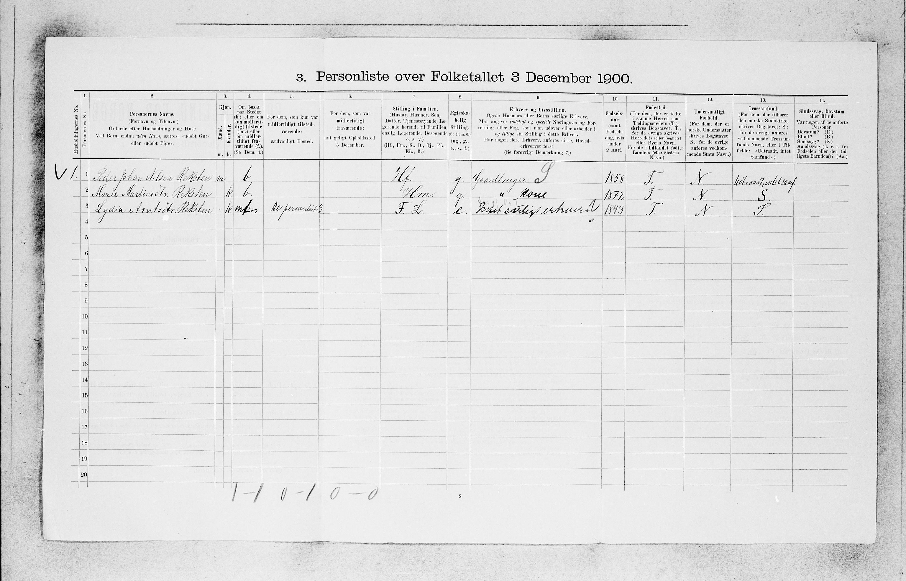 SAB, 1900 census for Kinn, 1900, p. 982