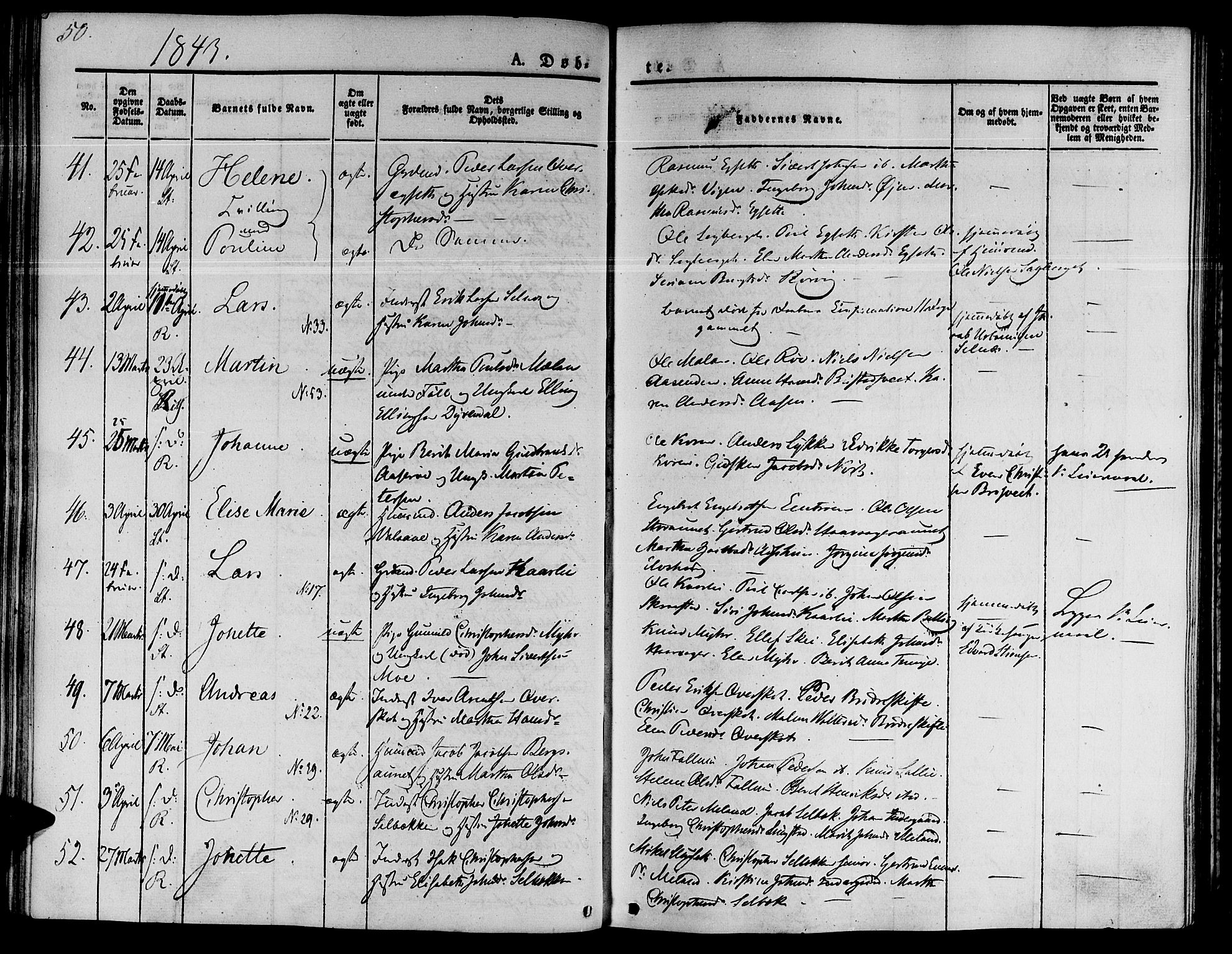 Ministerialprotokoller, klokkerbøker og fødselsregistre - Sør-Trøndelag, SAT/A-1456/646/L0610: Parish register (official) no. 646A08, 1837-1847, p. 50