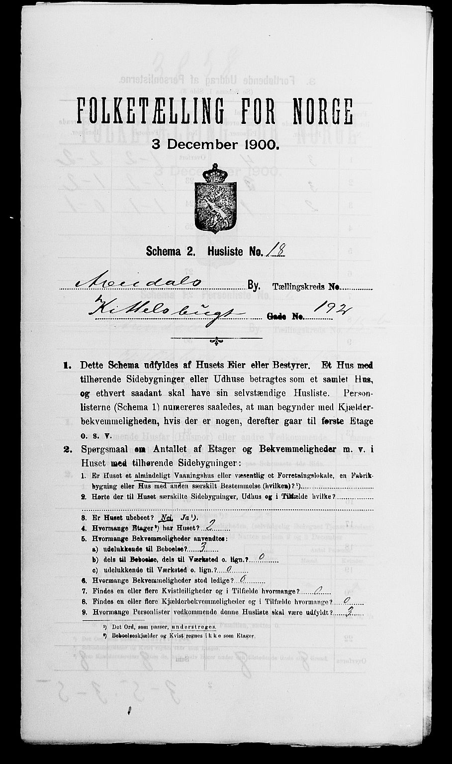 SAK, 1900 census for Arendal, 1900, p. 1911