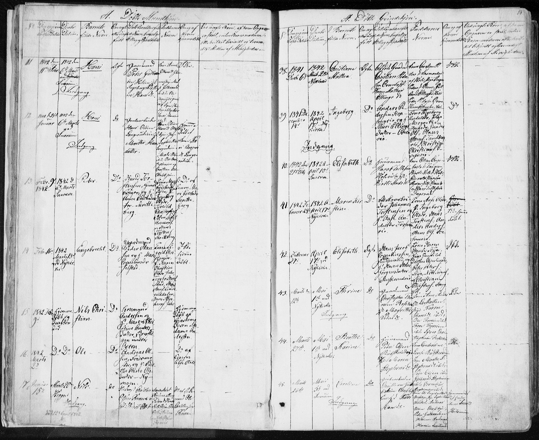 Modum kirkebøker, SAKO/A-234/F/Fa/L0007: Parish register (official) no. 7, 1841-1850, p. 13