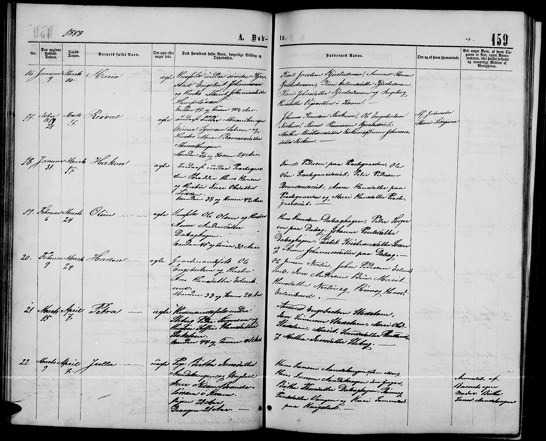 Sør-Fron prestekontor, AV/SAH-PREST-010/H/Ha/Hab/L0002: Parish register (copy) no. 2, 1864-1883, p. 159