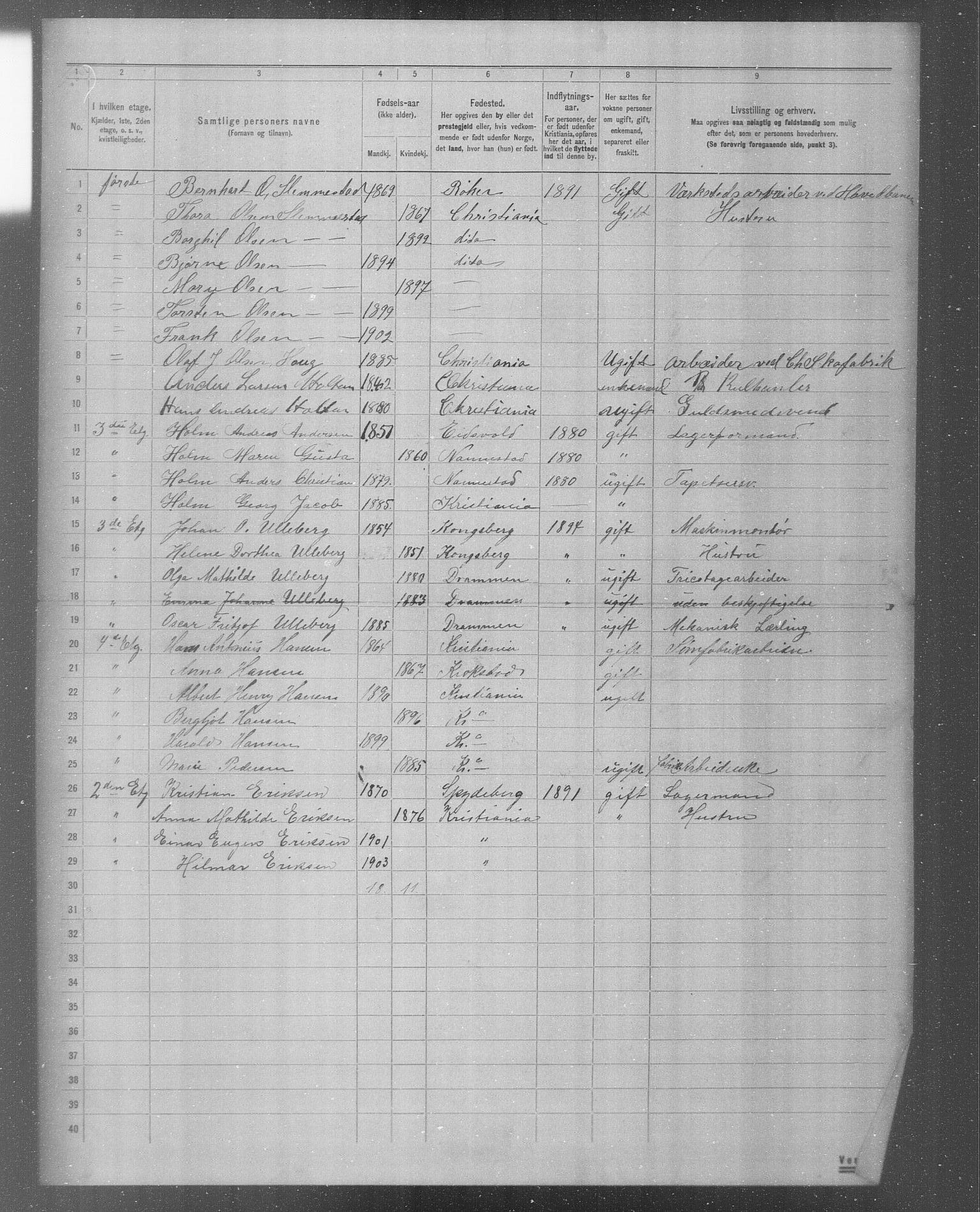 OBA, Municipal Census 1904 for Kristiania, 1904, p. 3929