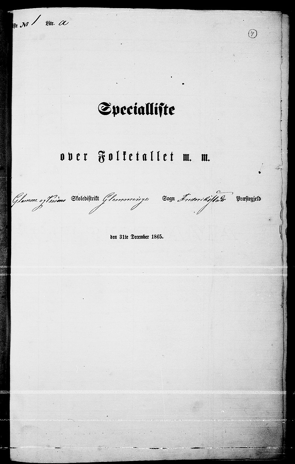 RA, 1865 census for Fredrikstad/Glemmen, 1865, p. 9