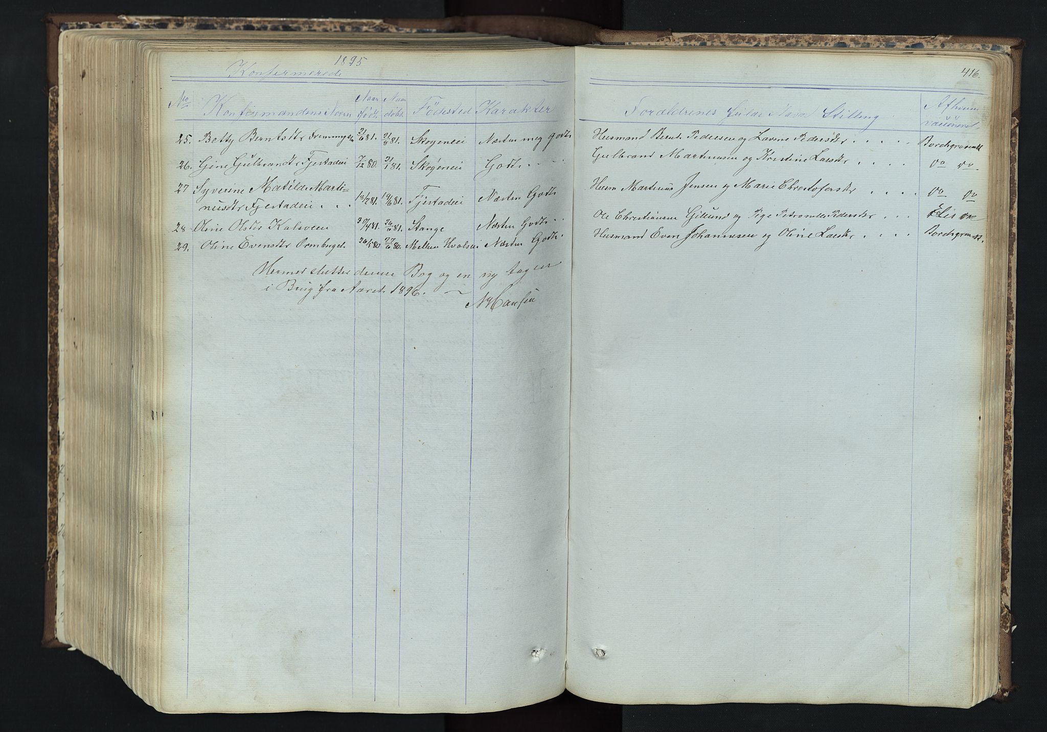 Romedal prestekontor, SAH/PREST-004/L/L0011: Parish register (copy) no. 11, 1867-1895, p. 416