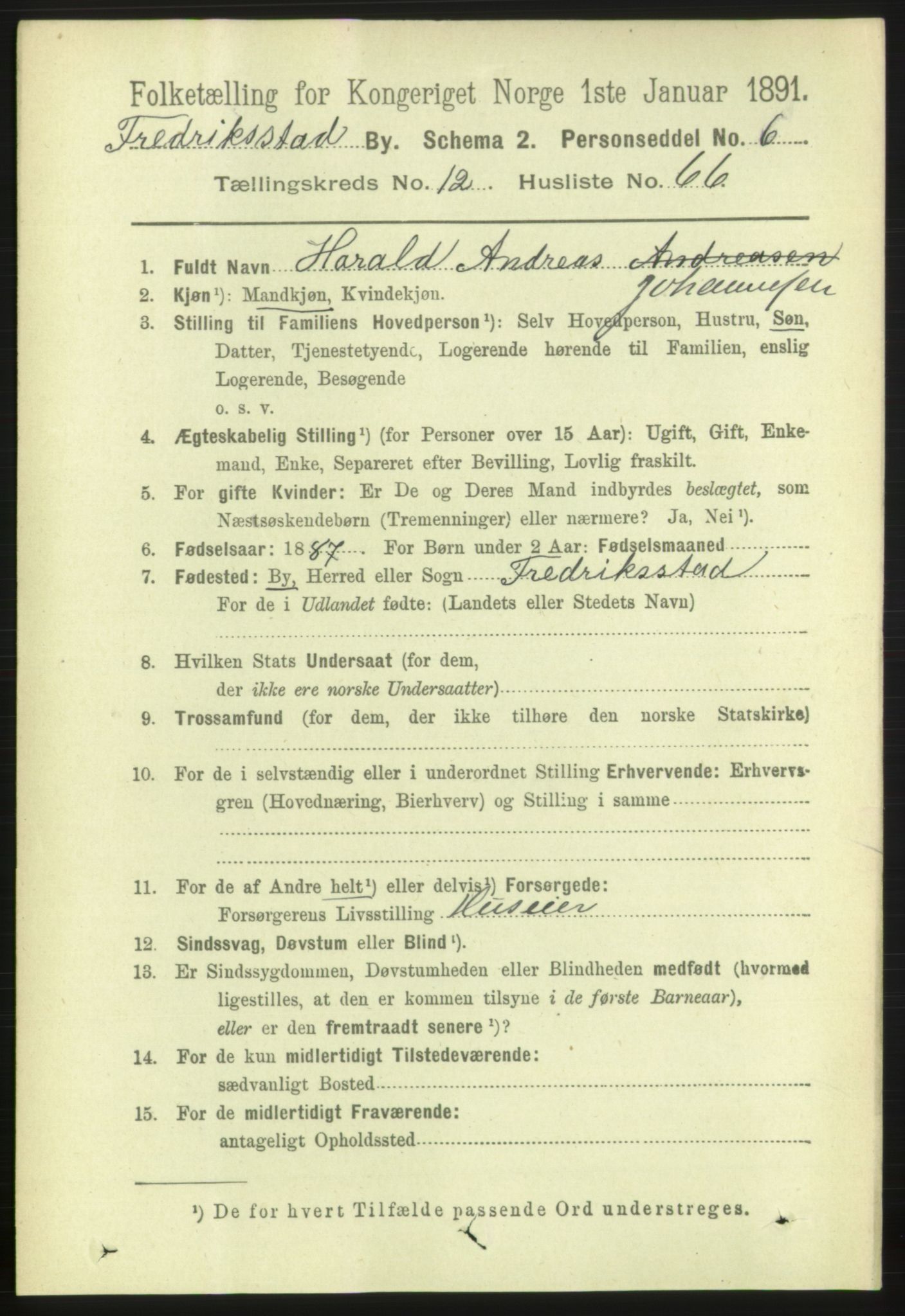 RA, 1891 census for 0103 Fredrikstad, 1891, p. 14292