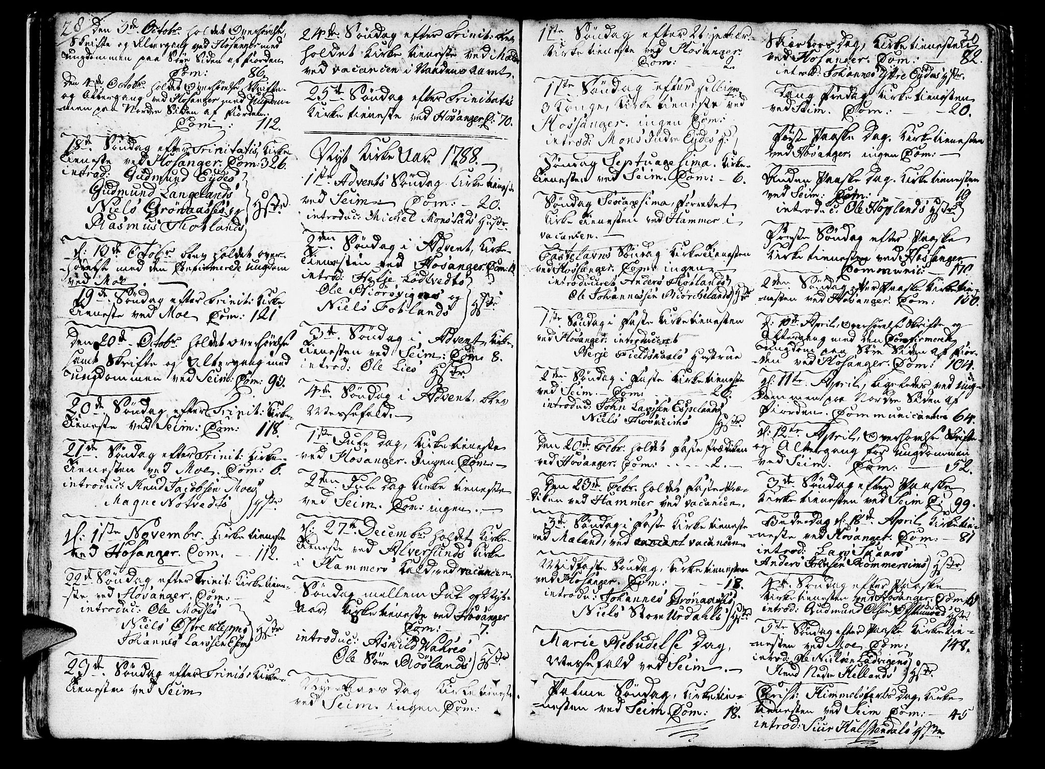 Hosanger sokneprestembete, AV/SAB-A-75801/H/Haa: Parish register (official) no. A 2 /1, 1766-1793, p. 30