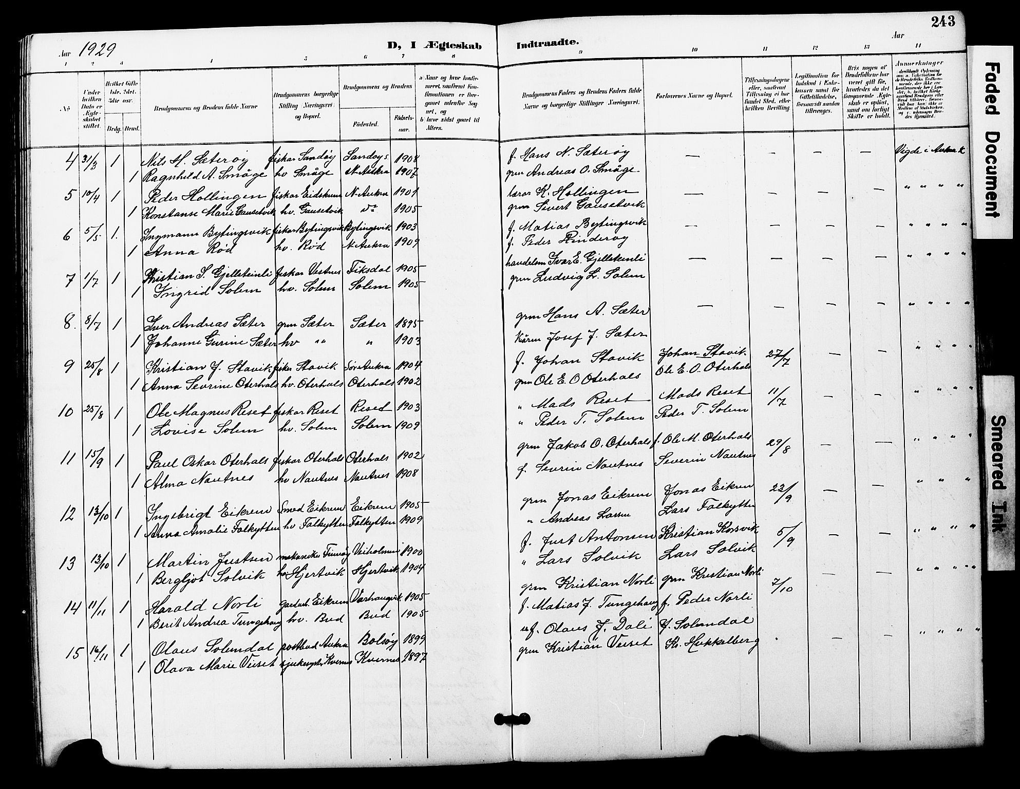 Ministerialprotokoller, klokkerbøker og fødselsregistre - Møre og Romsdal, SAT/A-1454/560/L0725: Parish register (copy) no. 560C02, 1895-1930, p. 243