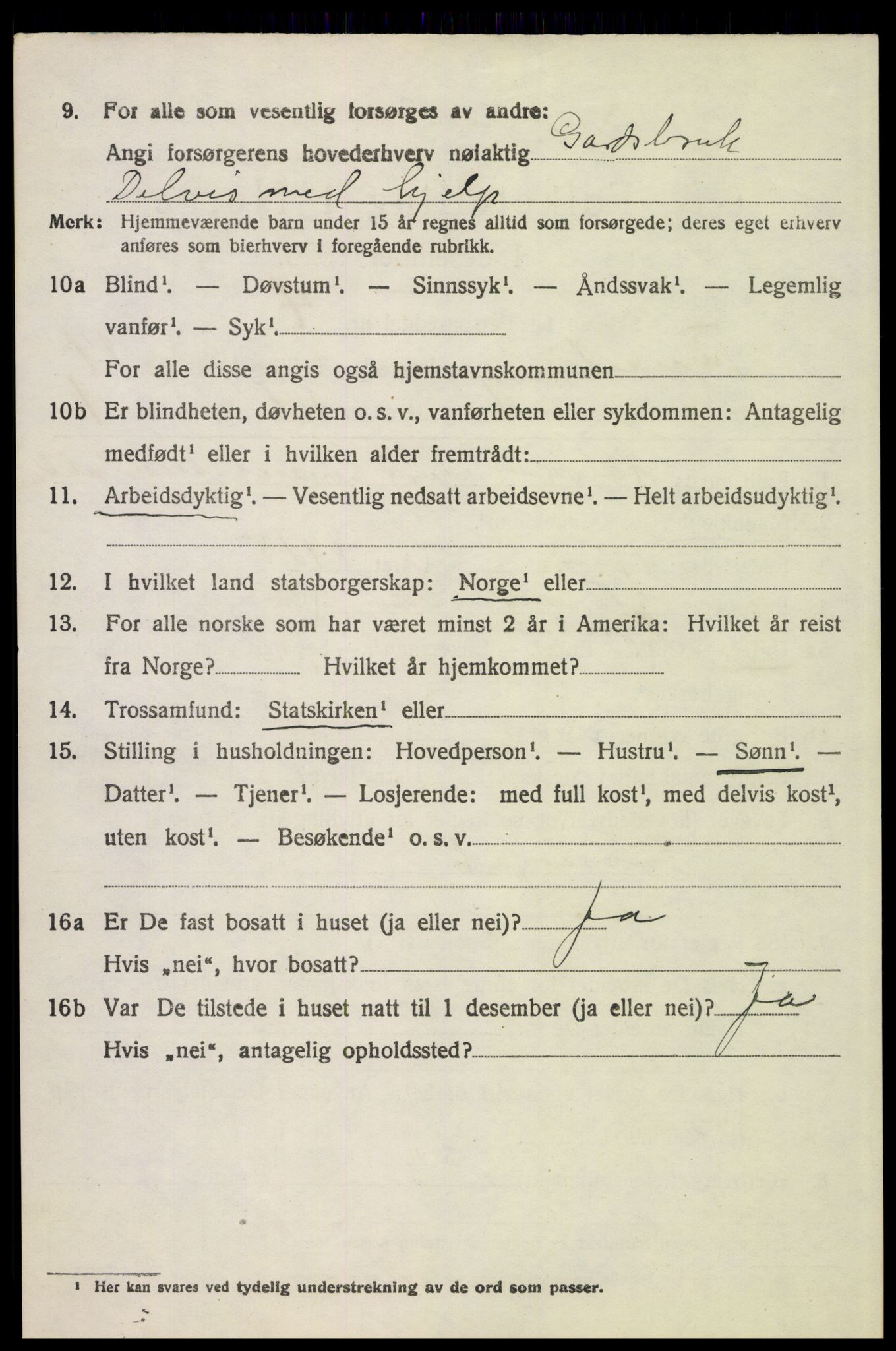 SAH, 1920 census for Tynset, 1920, p. 8935