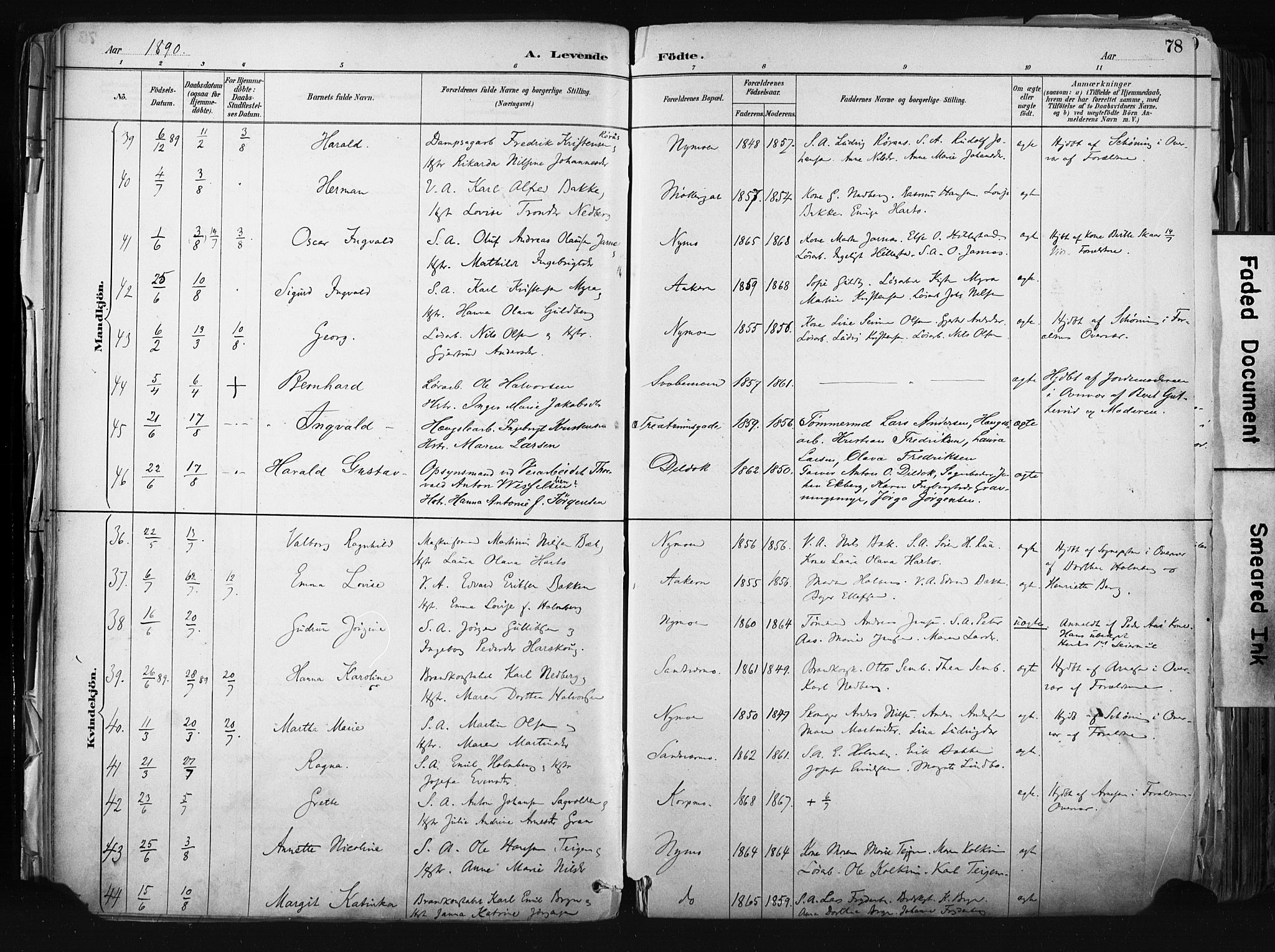 Kongsberg kirkebøker, AV/SAKO-A-22/F/Fb/L0002: Parish register (official) no. II 2, 1886-1896, p. 78