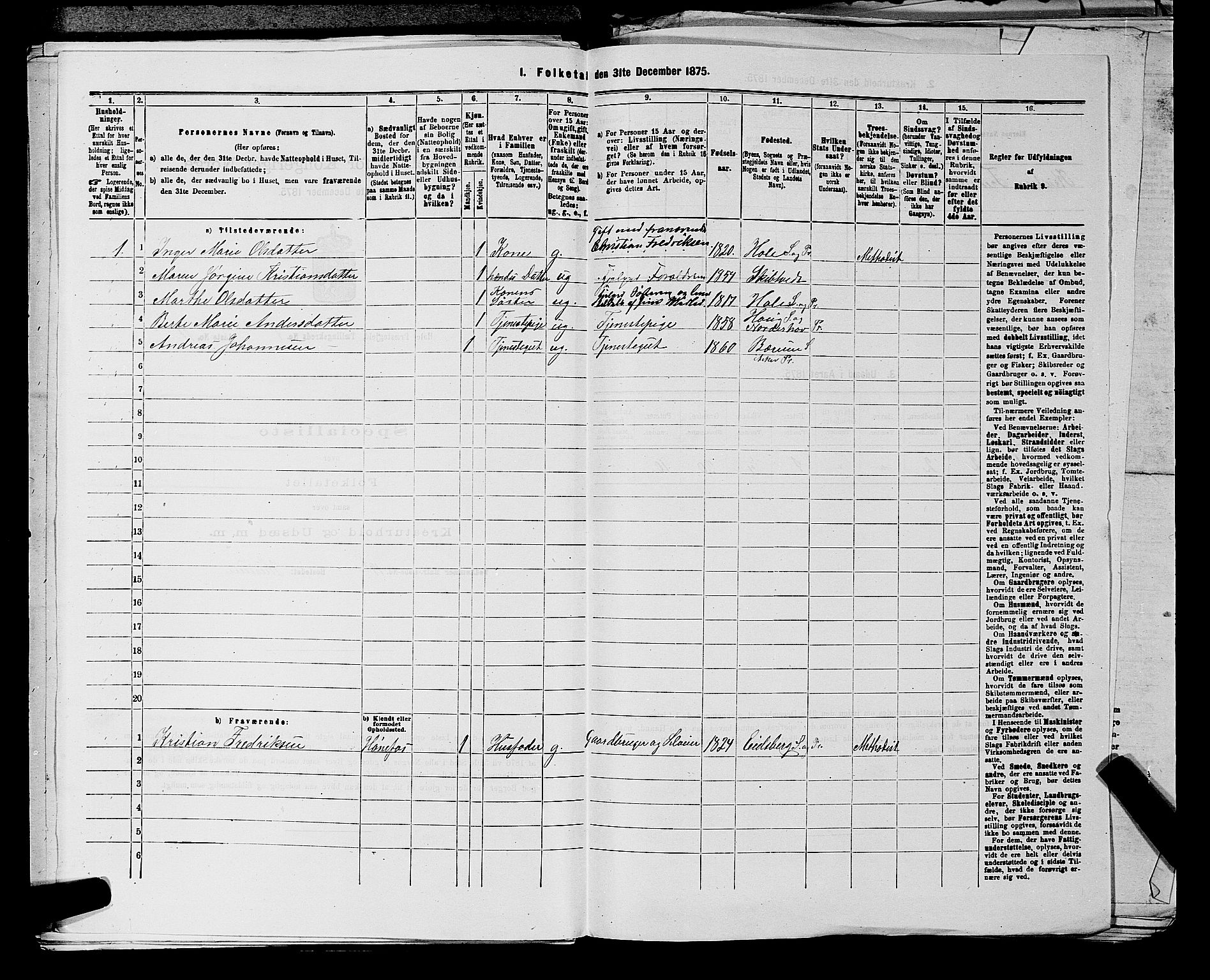 SAKO, 1875 census for 0612P Hole, 1875, p. 275