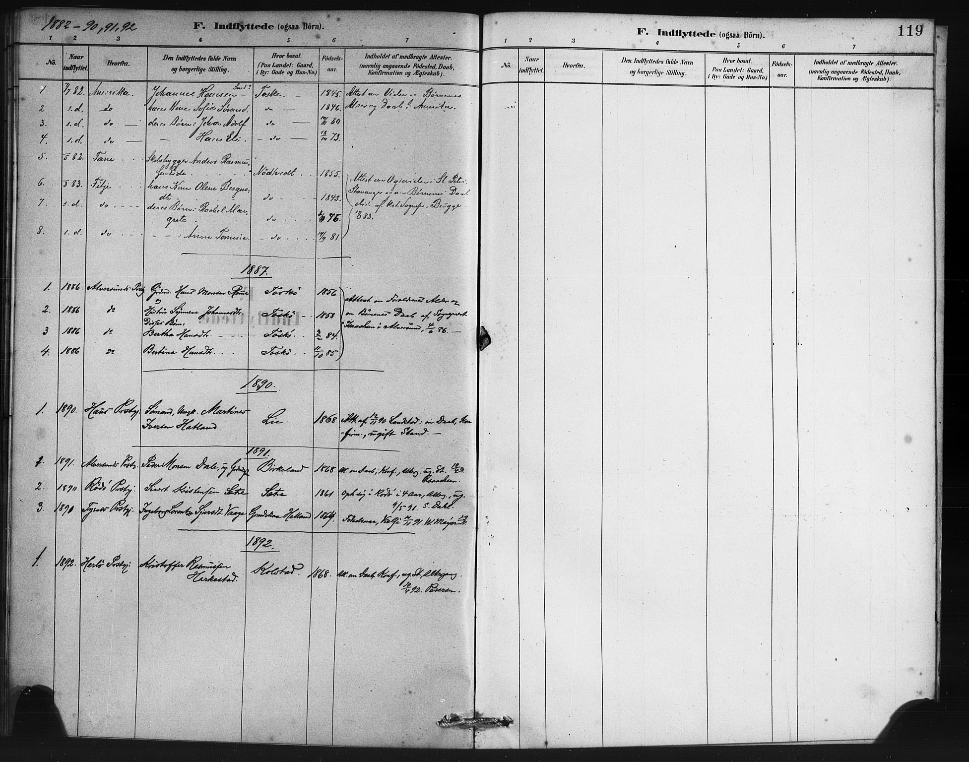 Manger sokneprestembete, SAB/A-76801/H/Haa: Parish register (official) no. B 1, 1881-1892, p. 119