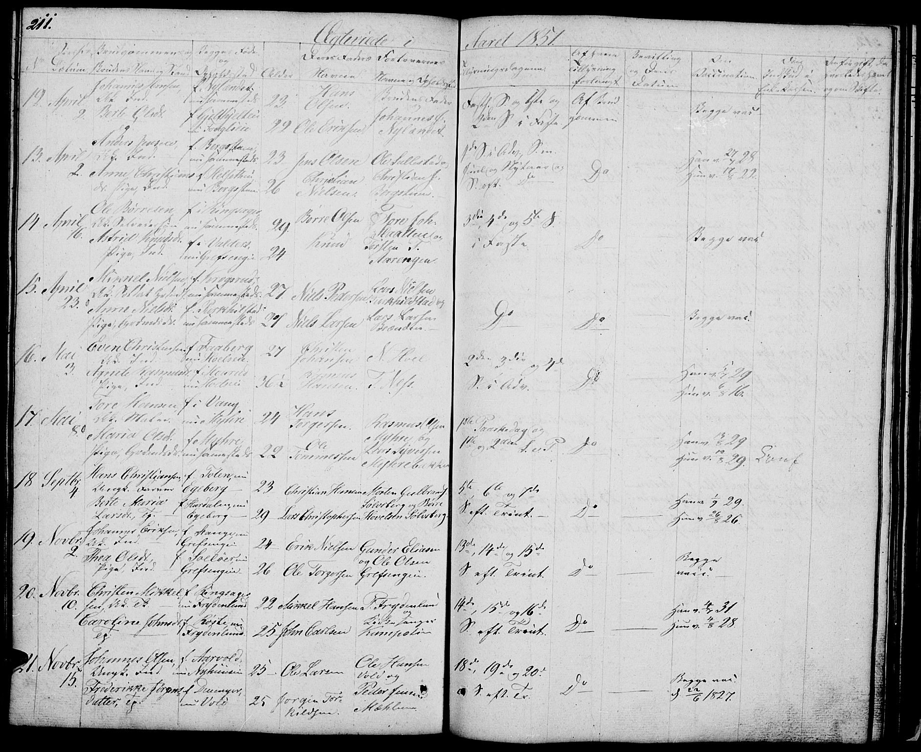 Nes prestekontor, Hedmark, SAH/PREST-020/L/La/L0004: Parish register (copy) no. 4, 1832-1861, p. 211